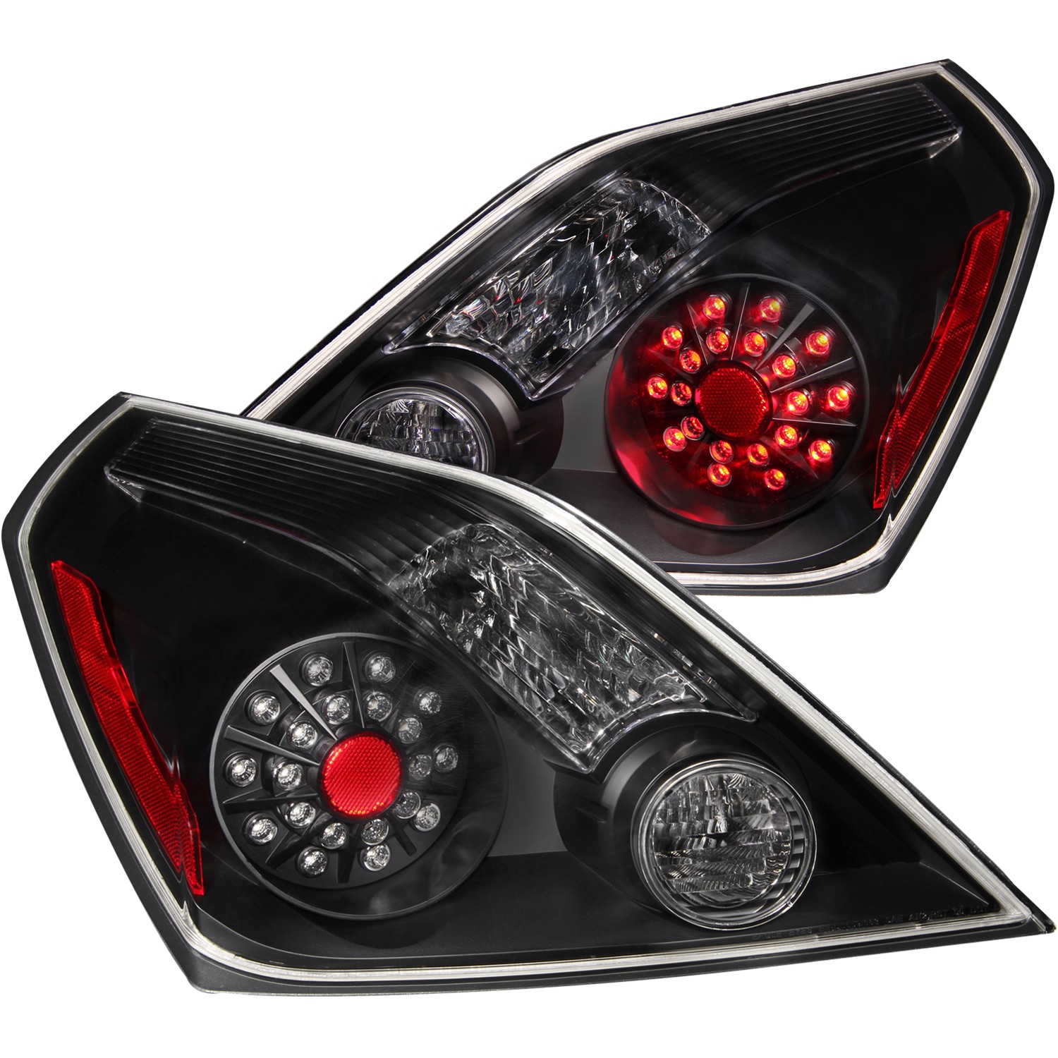 Black Housing LED Tail Light Compatible with Nissan Altima 2008-2013 Includes Left Driver and Right Passenger Side Tail Lights