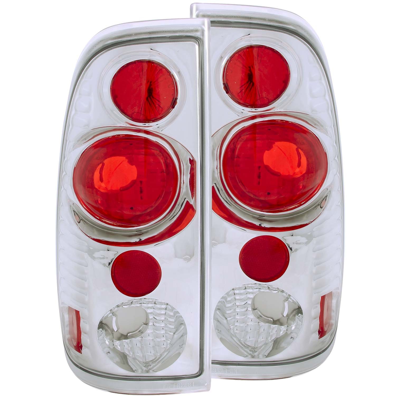 Chrome Housing Halogen Tail Light Compatible with Ford F-150 F-250 F-250 Super Duty F-350 Super Duty 1997-2007 Includes Left Driver and Right Passenger Side Tail Lights