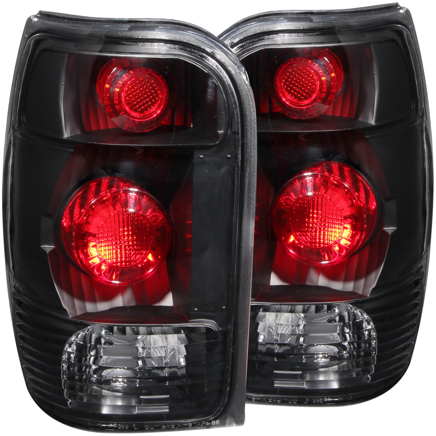 Black Housing Halogen Tail Light Compatible with Ford Mercury Explorer Mountaineer 1998-2001 Includes Left Driver and Right Passenger Side Tail Lights