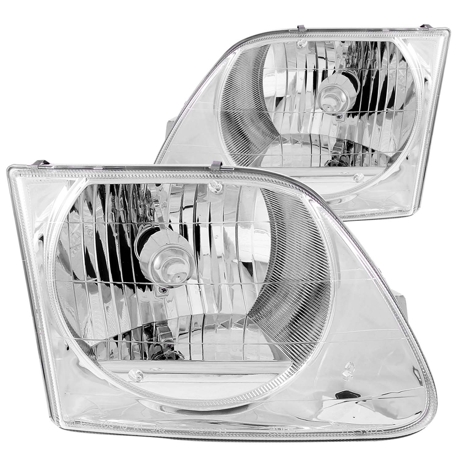 Chrome Housing Halogen Headlights Compatible with Ford Expedition F-150 1997-2003 Includes Left Driver and Right Passenger Side Headlamps