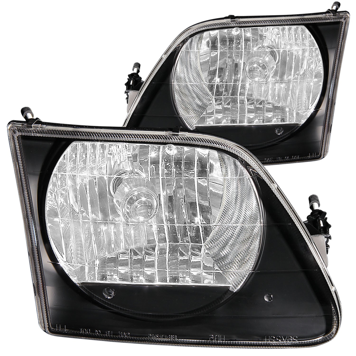Black Housing Halogen Headlights Compatible with Ford Expedition F-150 1997-2003 Includes Left Driver and Right Passenger Side Headlamps