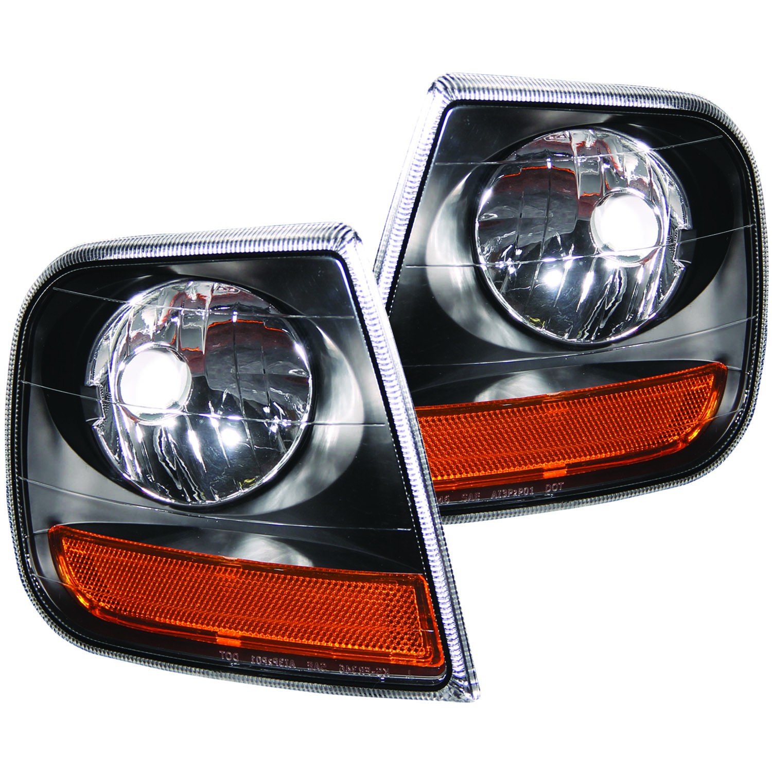 Black Housing Incandescent Corner Lights Compatible with Ford Expedition F-150 1997-2003 Includes Left Driver and Right Passenger Side Corner Lights