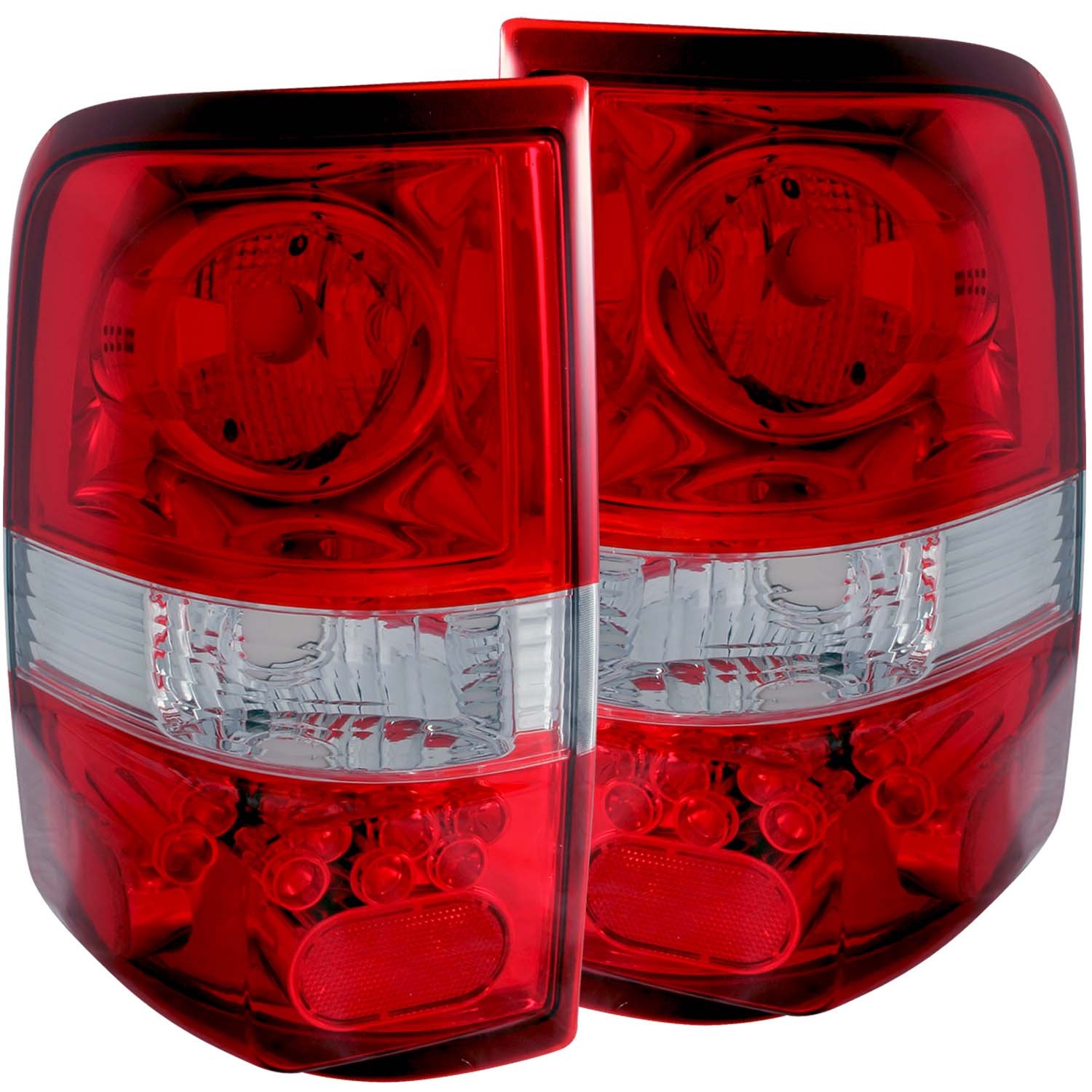 LED Tail Light Compatible with Ford F-150 2004-2008 Includes Left Driver and Right Passenger Side Tail Lights with Red and Clear Lens