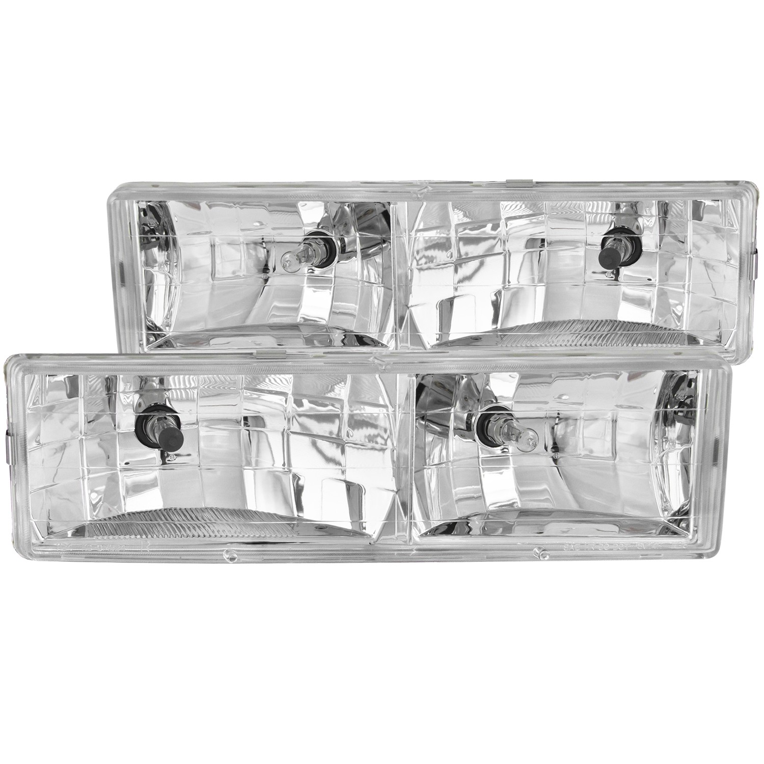 Chrome Housing Halogen Headlights Compatible with Chevrolet GMC Blazer C / K Models Suburban 1500 2500 Tahoe Yukon 1988-2000 Includes Left Driver and Right Passenger Side Headlamps