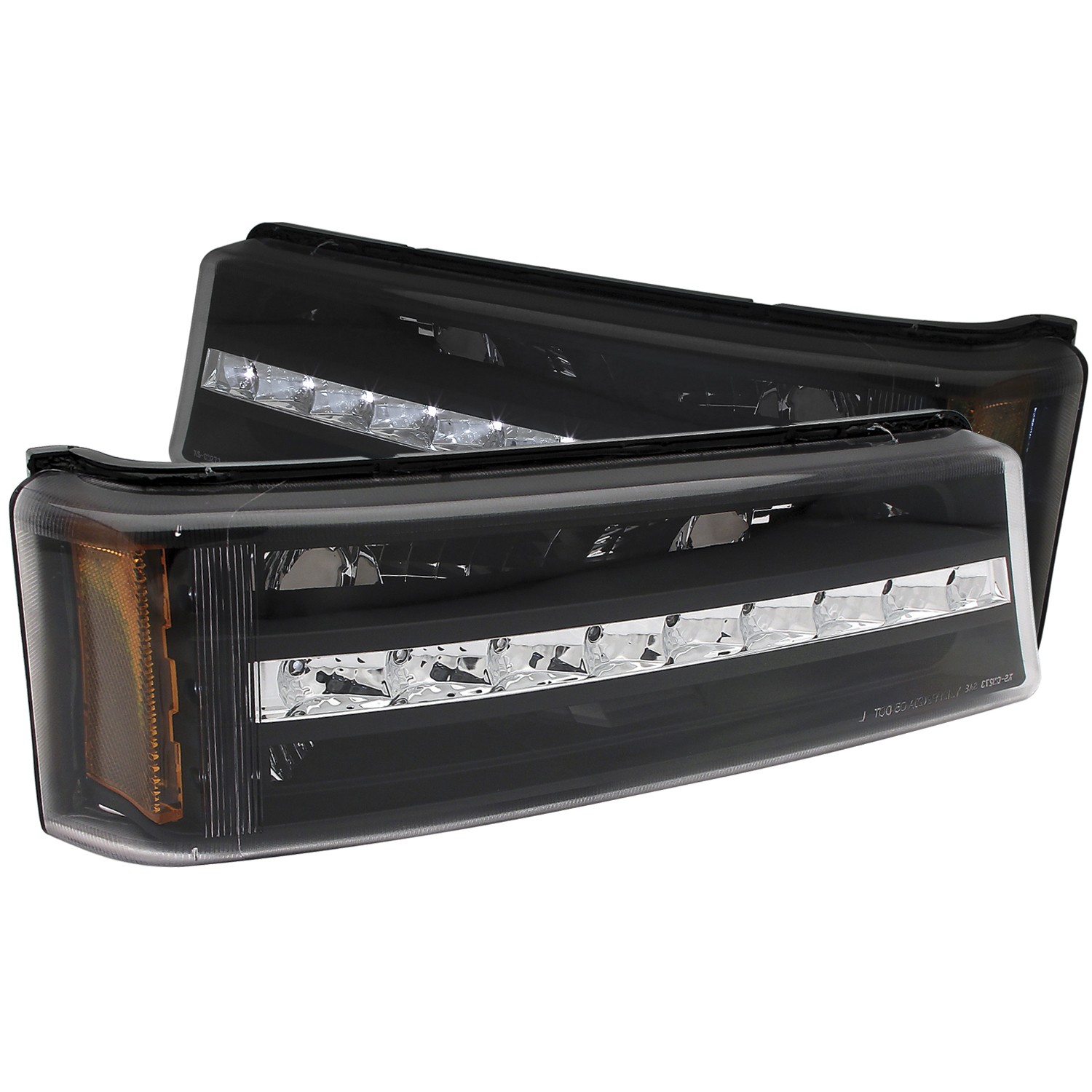 Black Housing LED Signal Lights Compatible with Chevrolet Avalanche Silverado 1500 2500 3500 2003-2006 Includes Left Driver and Right Passenger Side Signal Lights