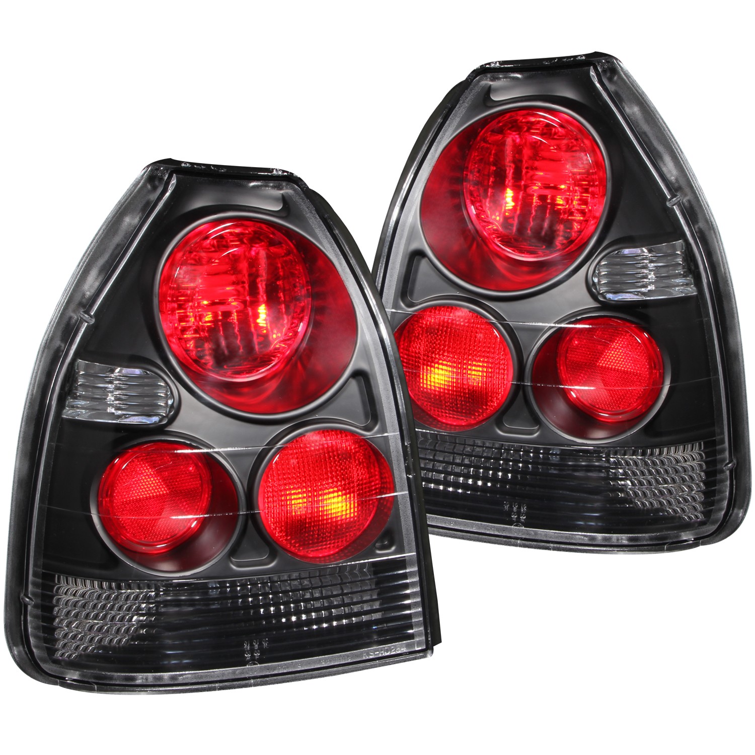 Black Housing Halogen Tail Light Compatible with Honda Civic 1996-2000 3 Door Only Includes Left Driver and Right Passenger Side Tail Lights