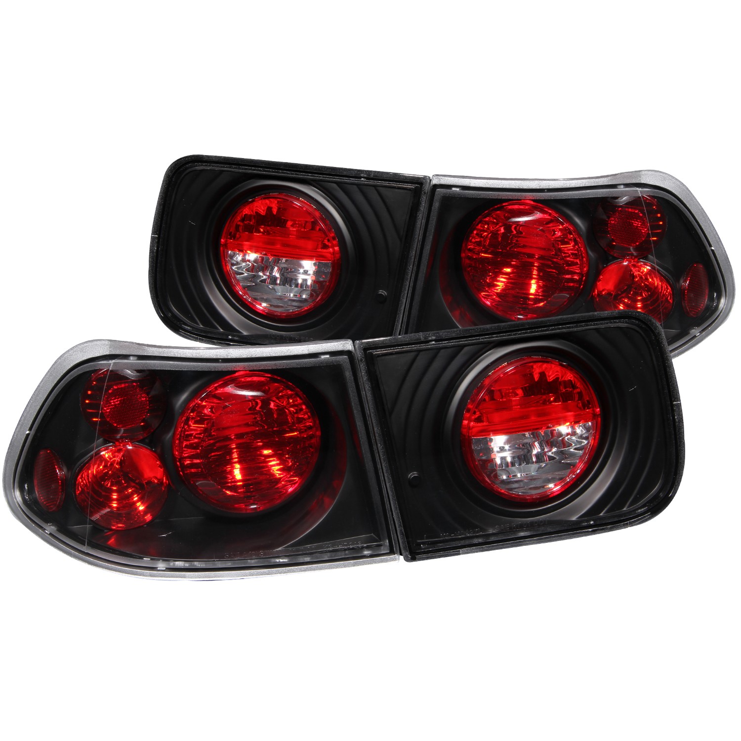 Black Housing Halogen Tail Light Compatible with Honda Civic 1996-2000 Includes Left Driver and Right Passenger Side Tail Lights