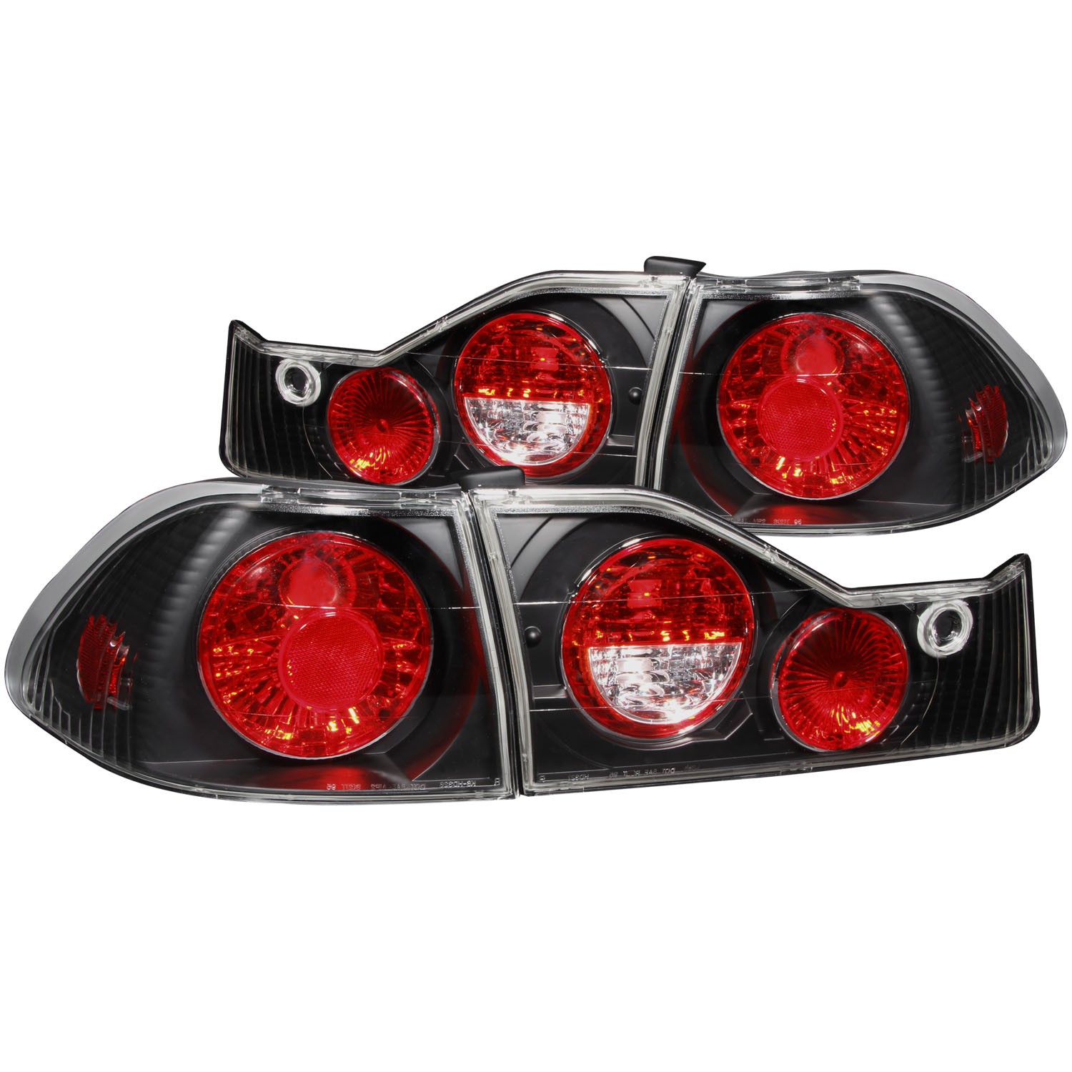 Black Housing Halogen Tail Light Compatible with Honda Accord 1998-2000 Includes Left Driver and Right Passenger Side Tail Lights