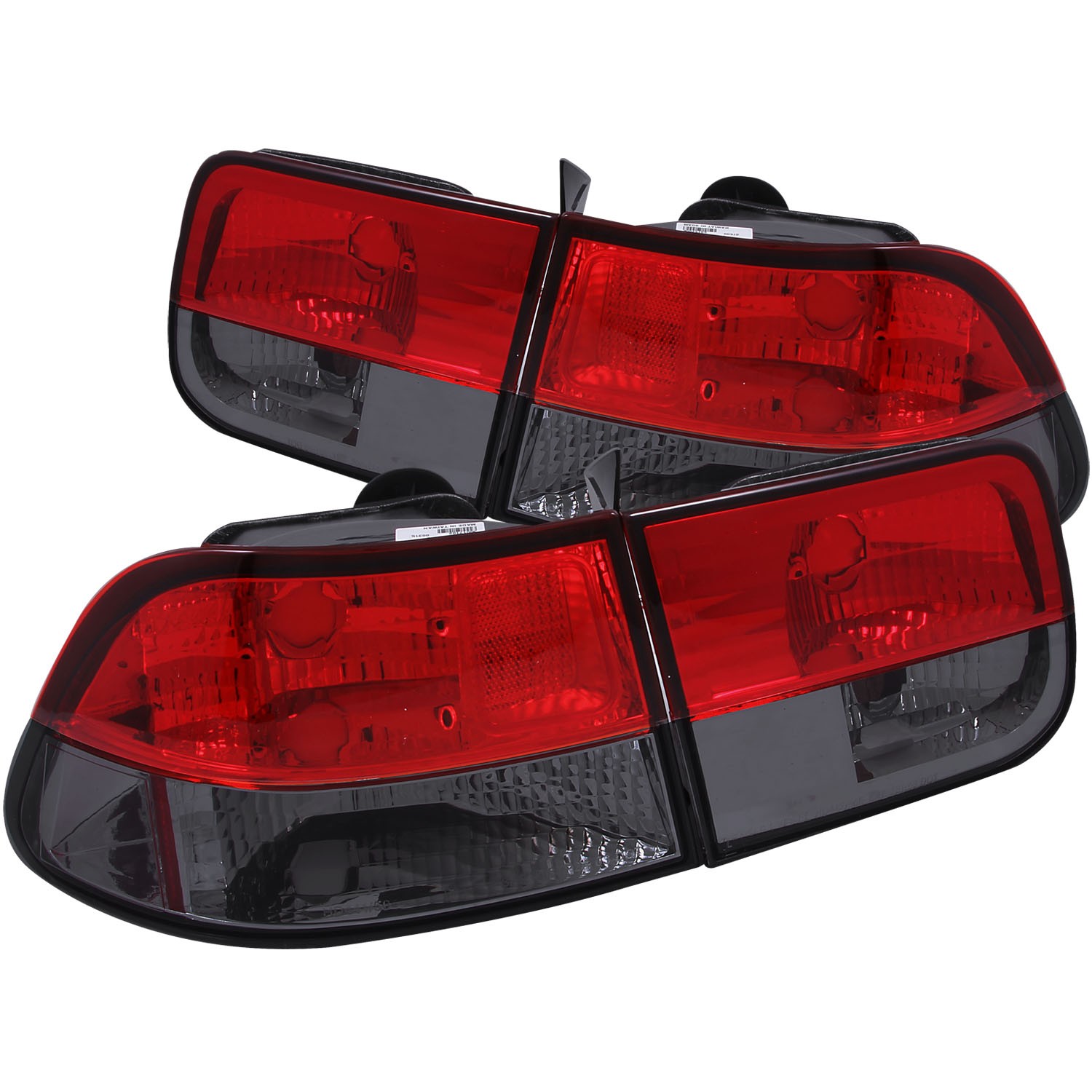 Halogen Tail Light Compatible with Honda Civic Coupe 1996-2000 Includes Left Driver and Right Passenger Side Tail Lights with Red and Smoke Lens