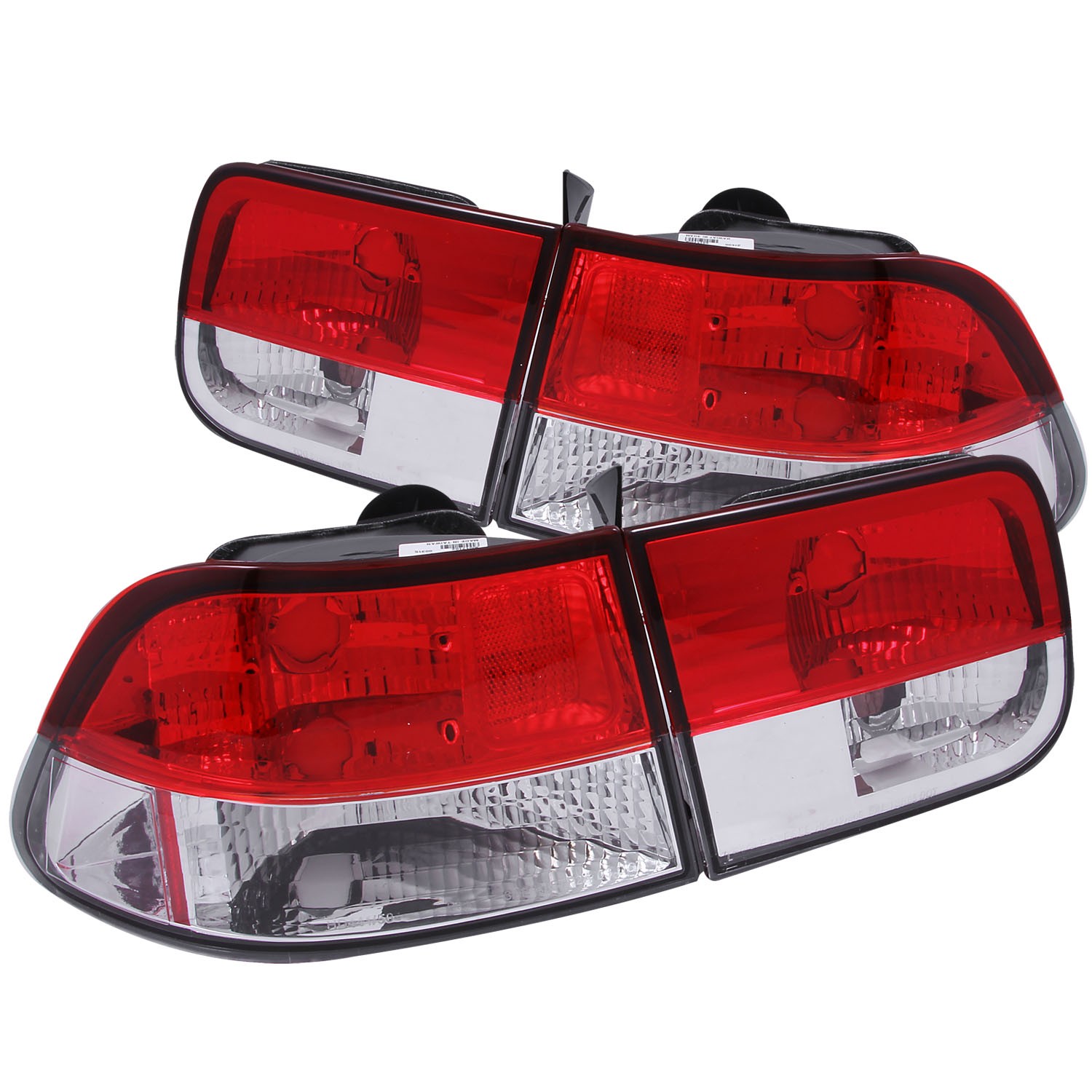Halogen Tail Light Compatible with Honda Civic 1996-2000 Includes Left Driver and Right Passenger Side Tail Lights with Red and Clear Lens