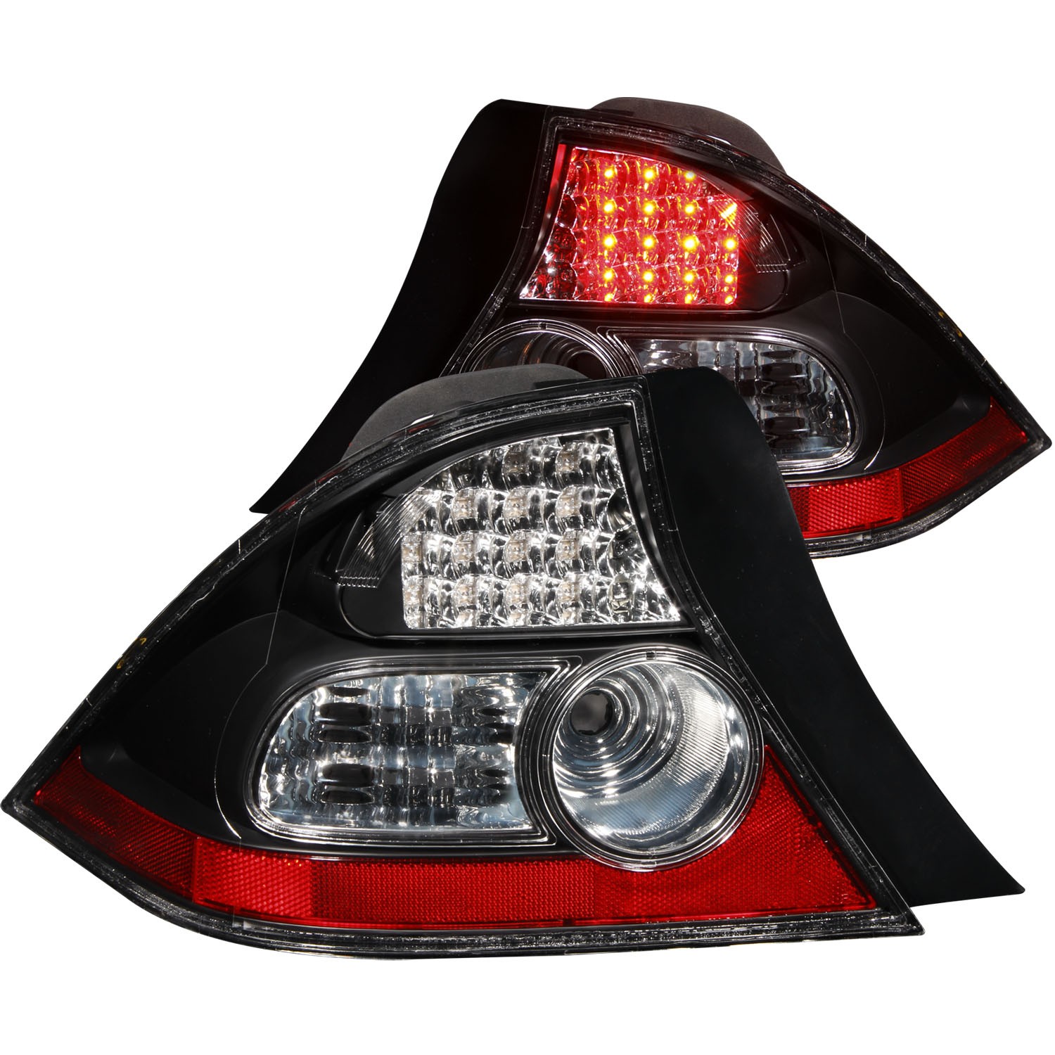 Black Housing LED Tail Light Compatible with Honda Civic 2004-2005 Includes Left Driver and Right Passenger Side Tail Lights