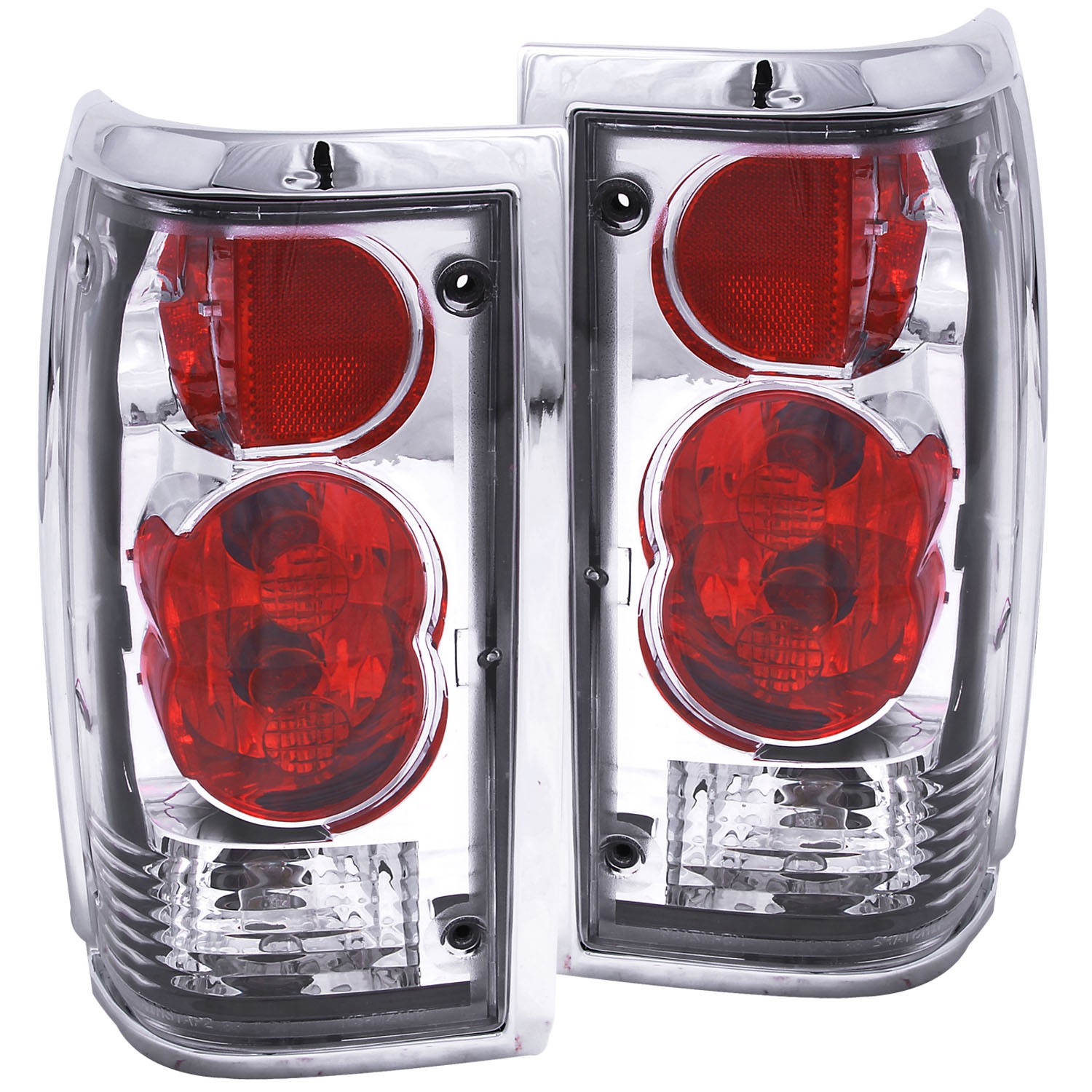 Chrome Housing Halogen Tail Light Compatible with Mazda B2000 B2200 B2600 1986-1993 Includes Left Driver and Right Passenger Side Tail Lights