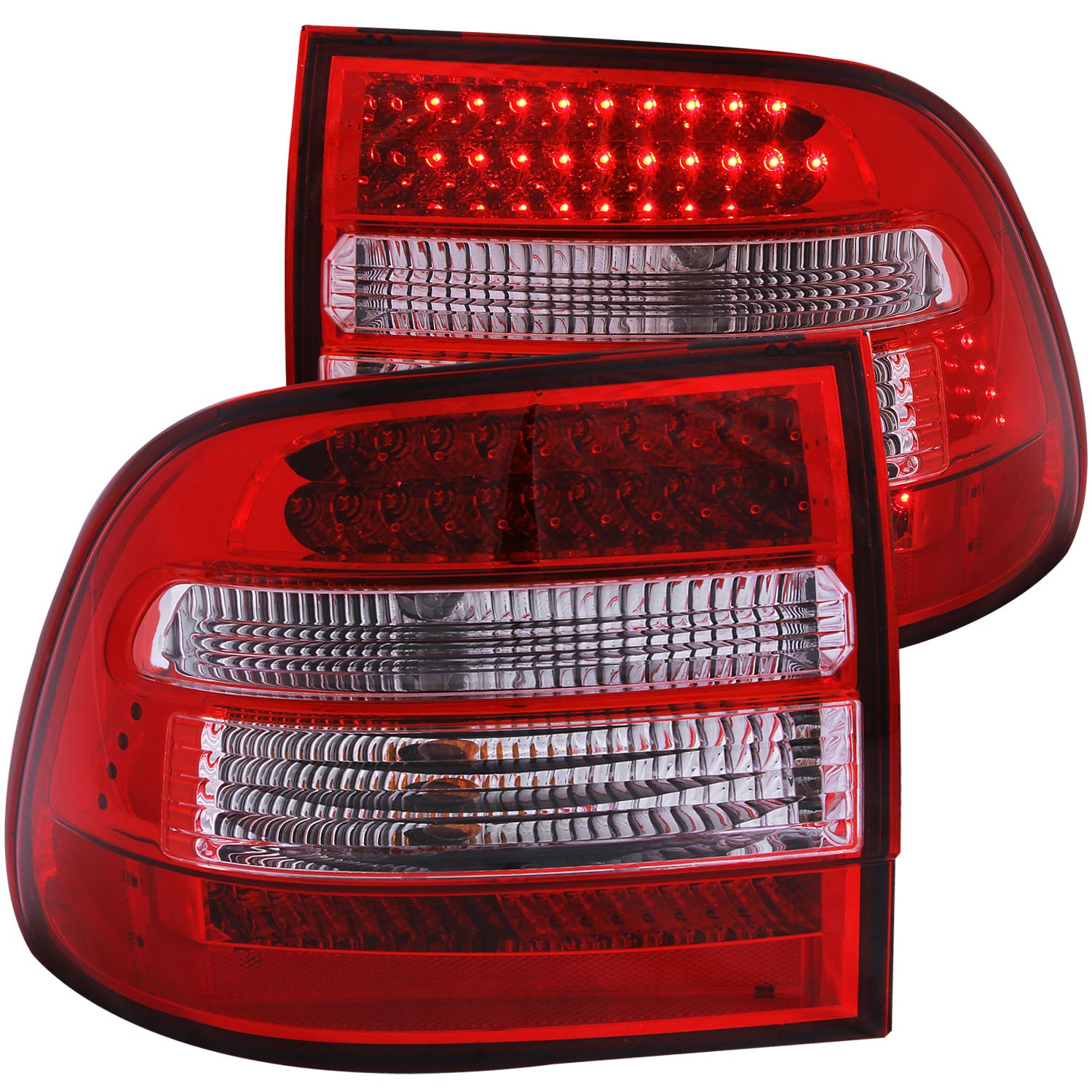 LED Tail Light Compatible with Porsche Cayenne 2003-2006 Includes Left Driver and Right Passenger Side Tail Lights with Red and Clear Lens