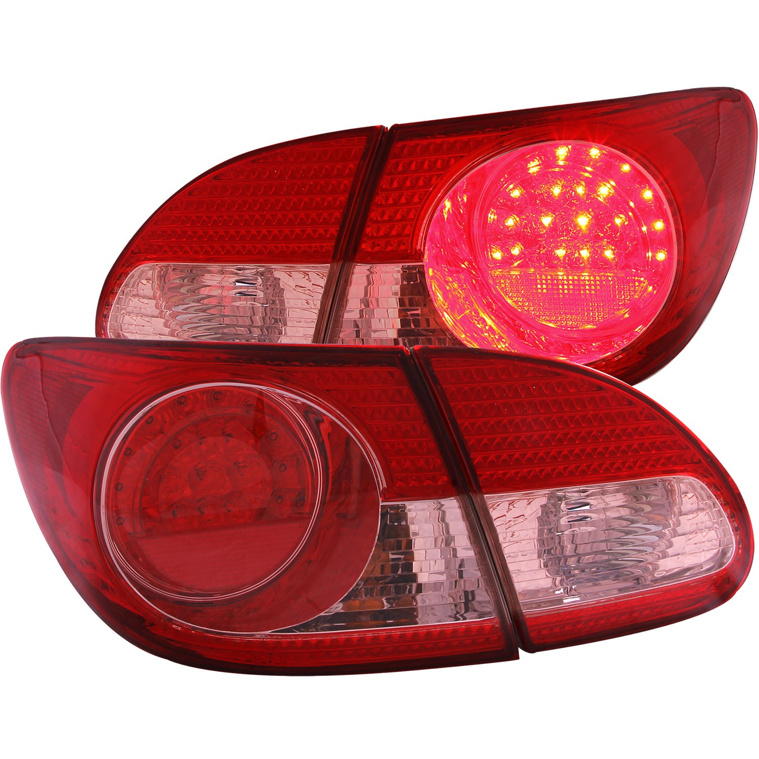 LED Tail Light Compatible with Toyota Corolla 2003-2008 Includes Left Driver and Right Passenger Side Tail Lights with Red and Clear Lens