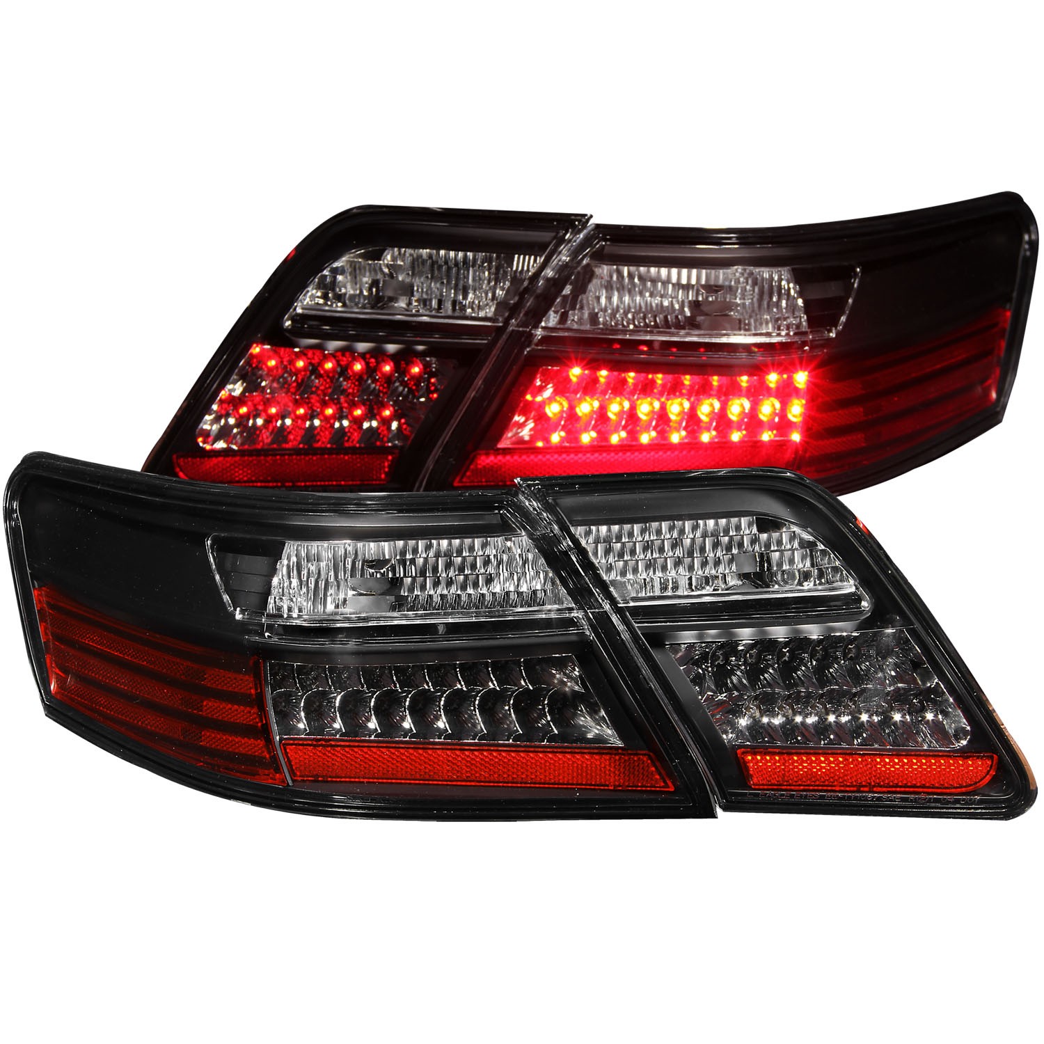 Black Housing LED Tail Light Compatible with Toyota Camry 2007-2009 Includes Left Driver and Right Passenger Side Tail Lights