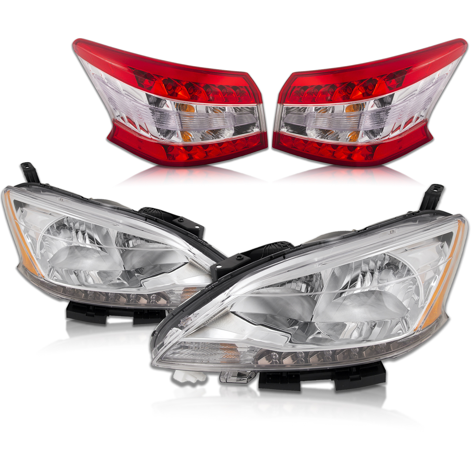 Headlight Set For 13-15 Nissan Sentra