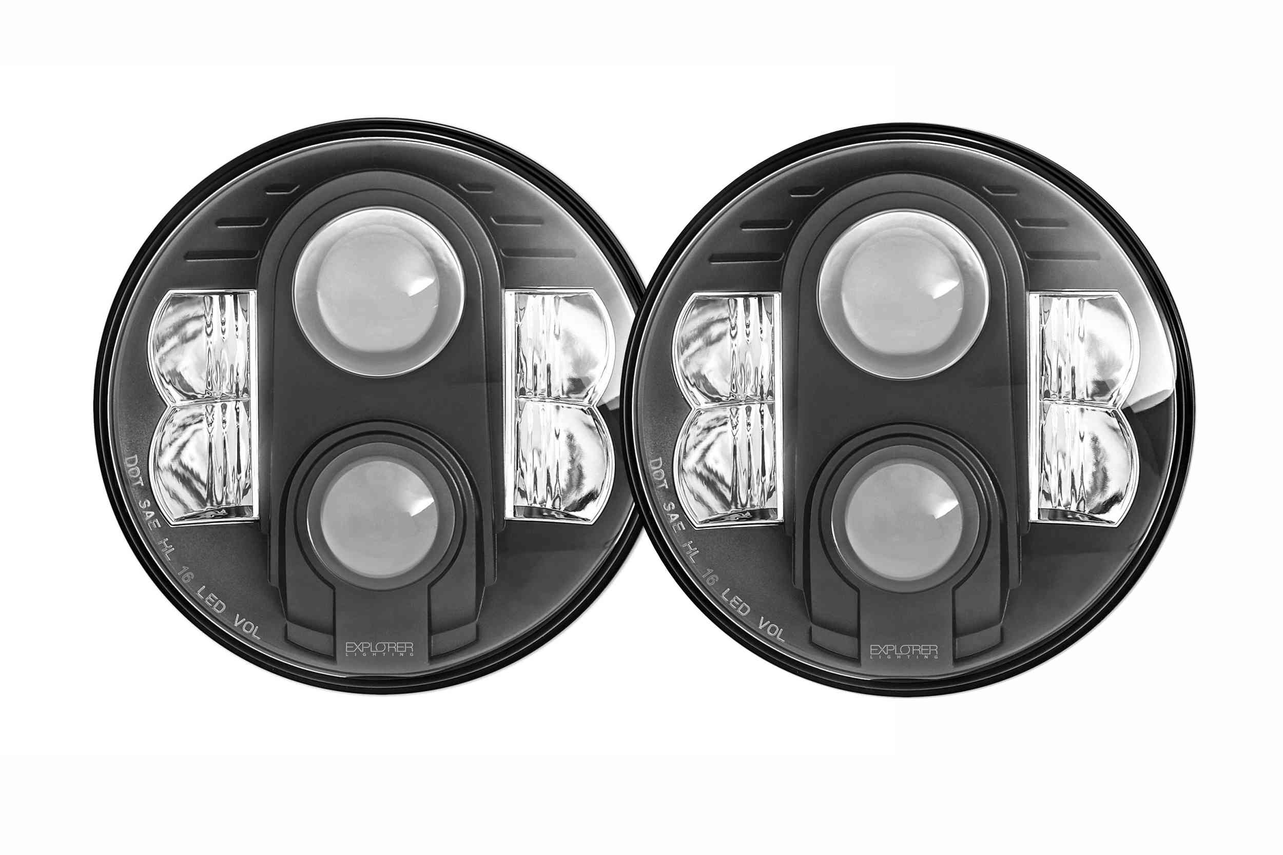 Headlight Set For 55-83 Jeep CJ5, 76-86 Jeep CJ7, 81-85 Jeep CJ8, 97-18 Jeep Wrangler