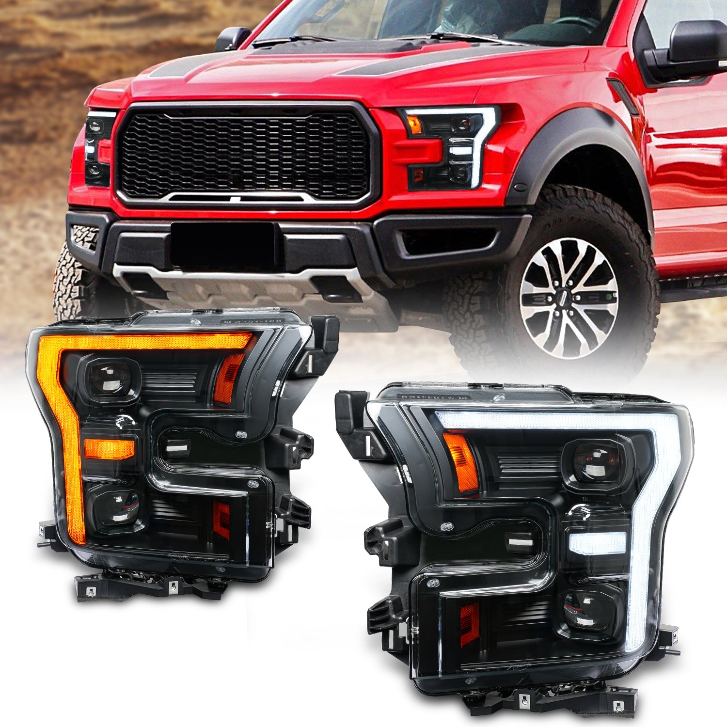 Headlight Set For 15-20 Ford F-150