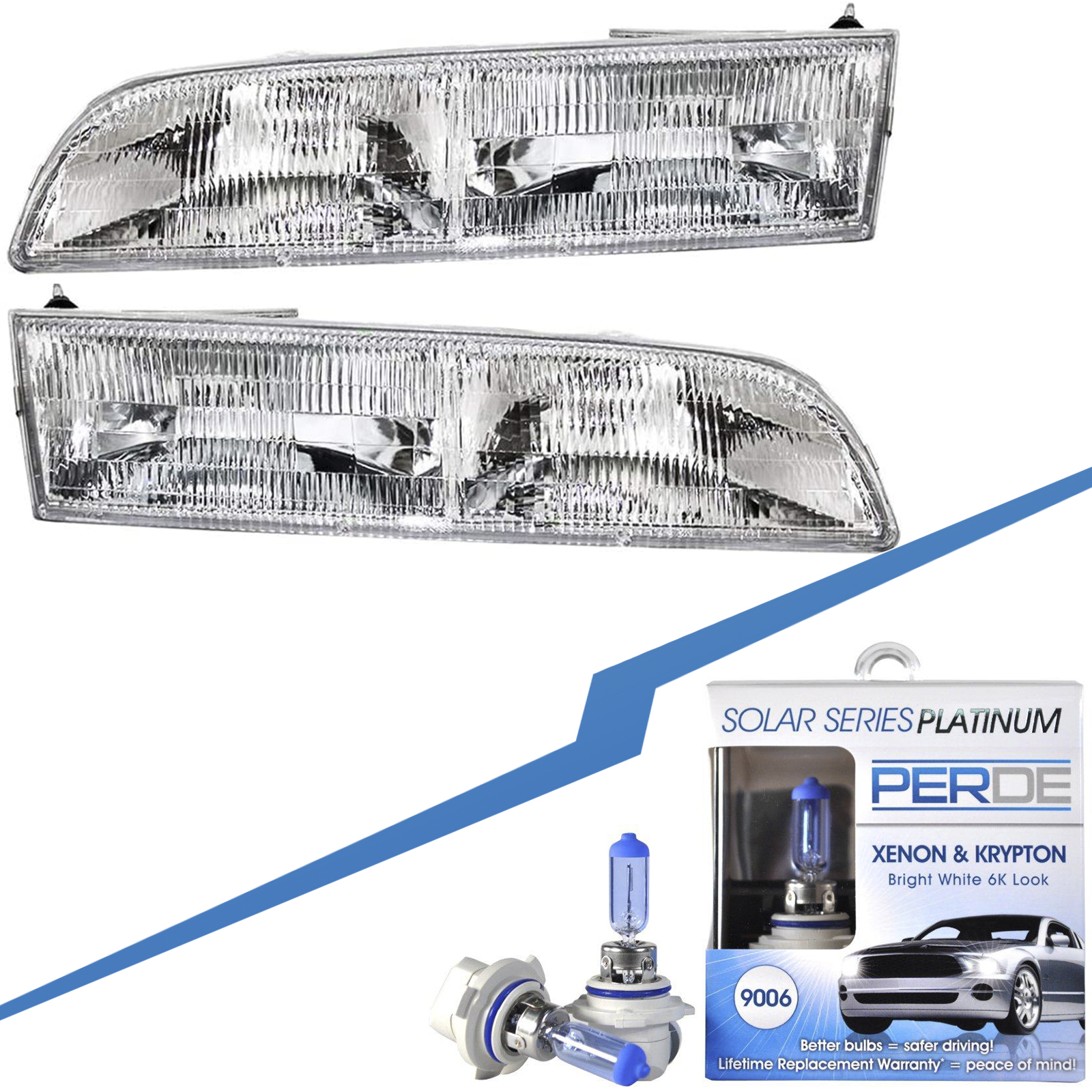Headlight Set For 92-97 Ford Crown Victoria