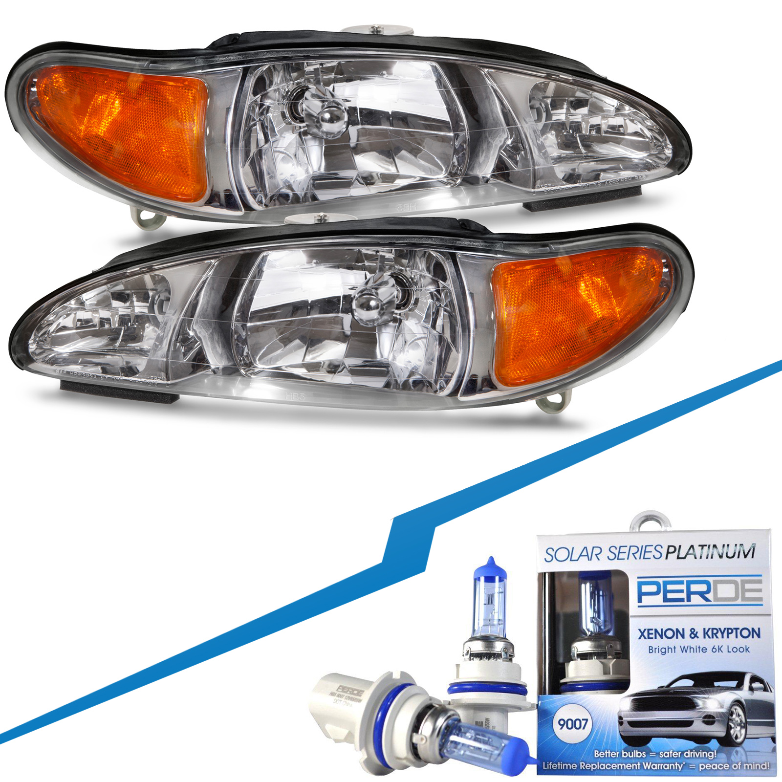 Headlight Set For 97-02 Ford Escort, 97-99 Mercury Tracer