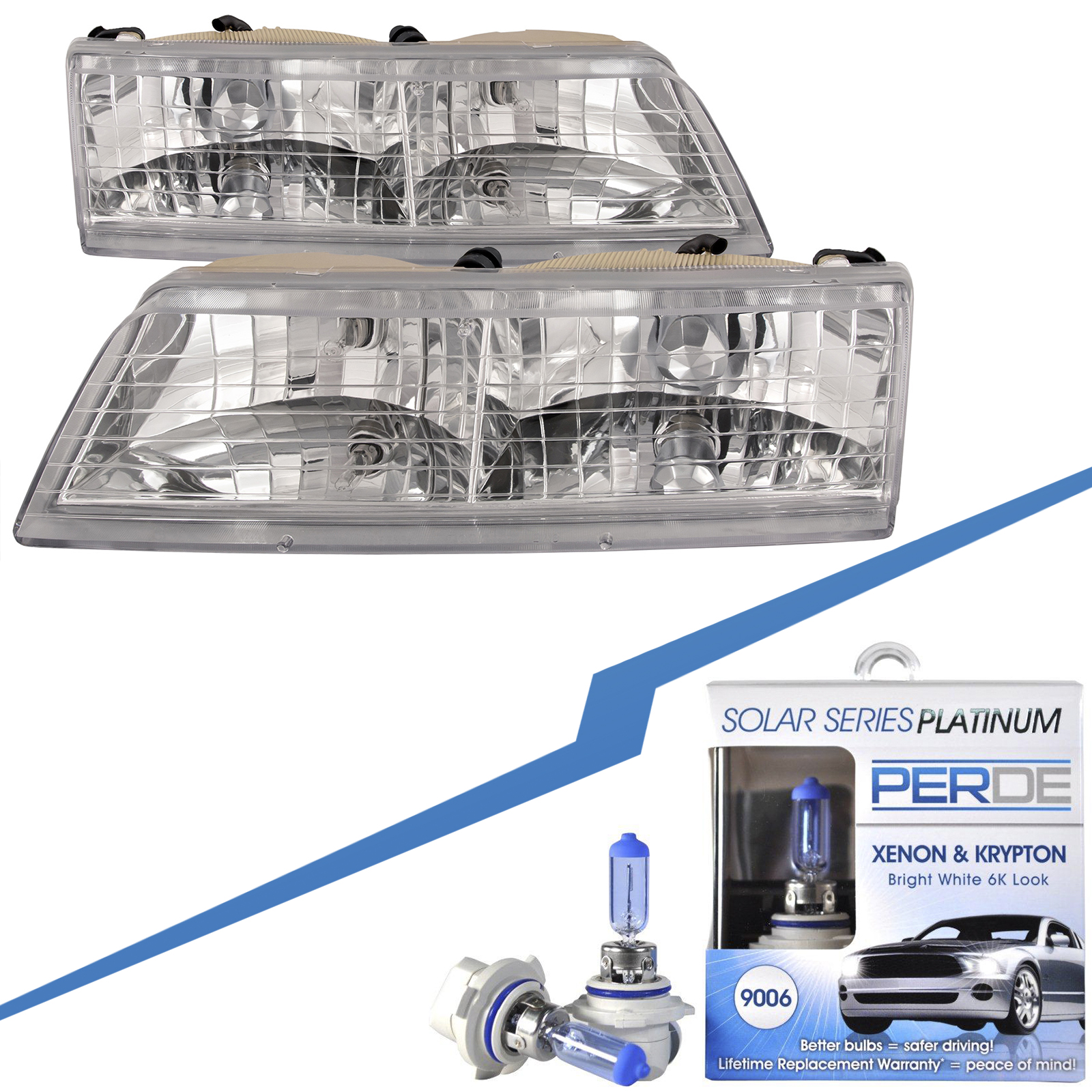 Headlight Set For 95-97 Mercury Grand Marquis