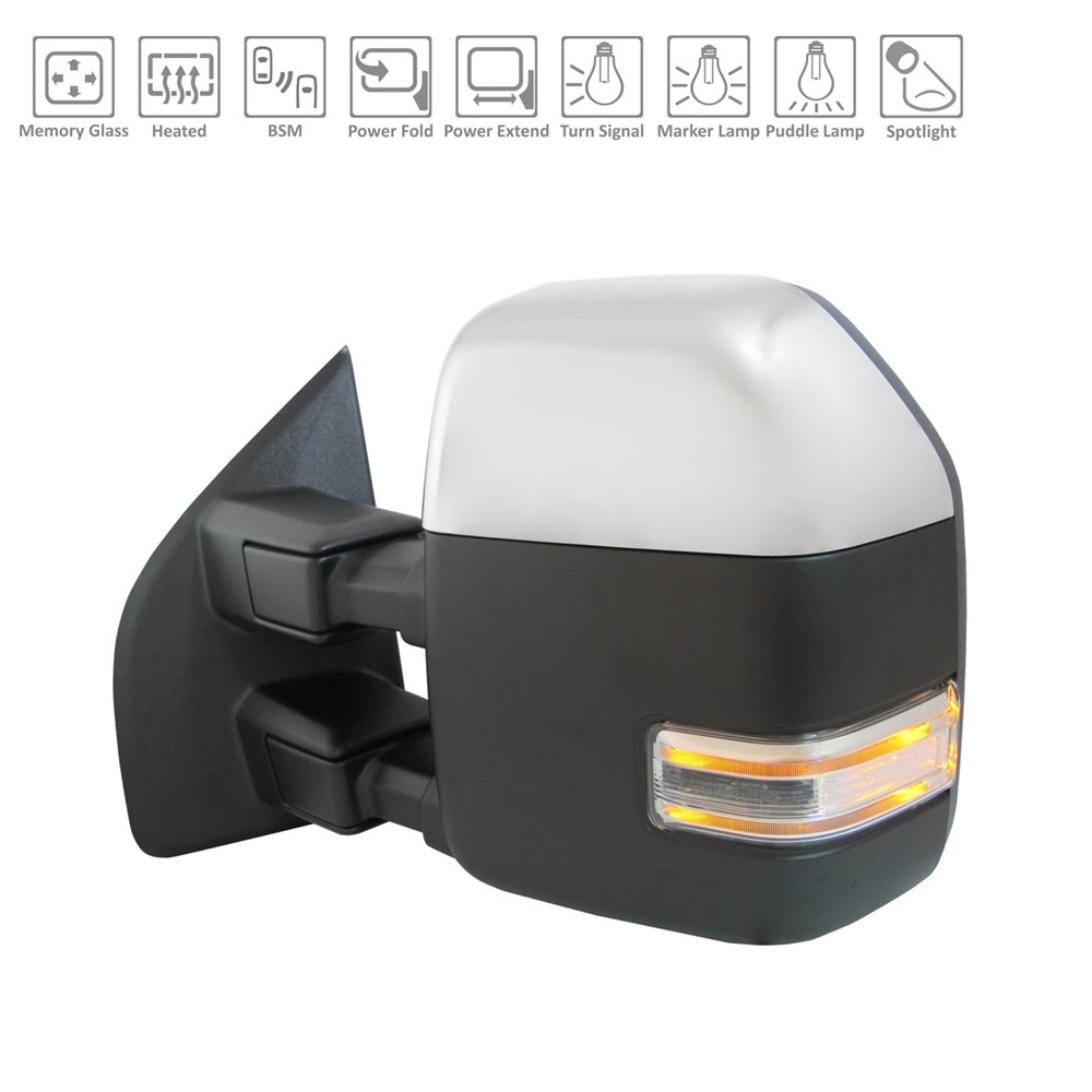 Left Driver Side Door Mirror For 20-22 Ford F-250 Super Duty, 20-22 Ford F-350 Super Duty, 20-22 Ford F-450 Super Duty