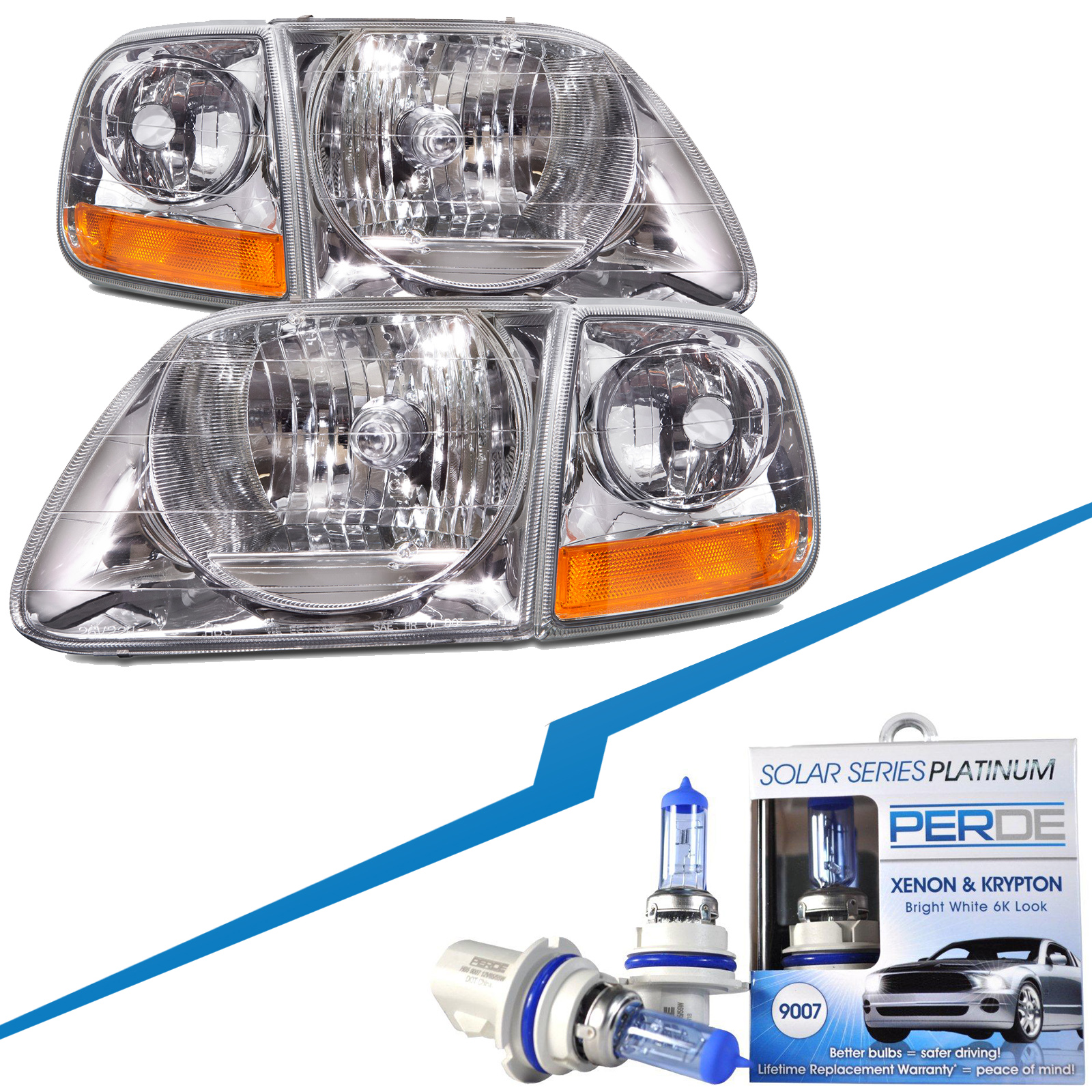 Headlight Set For 97-02 Ford Expedition, 97-03 Ford F-150, 99 Ford F-250 Super Duty