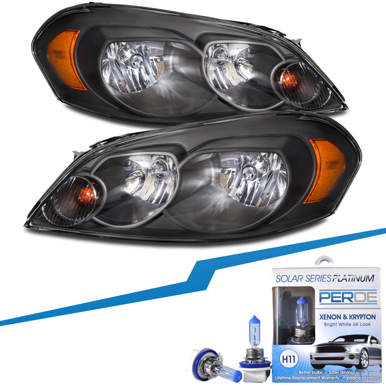 Headlight Set For 06-13 Chevrolet Impala, 14-16 Chevrolet Impala Limited, 06-07 Chevrolet Monte Carlo
