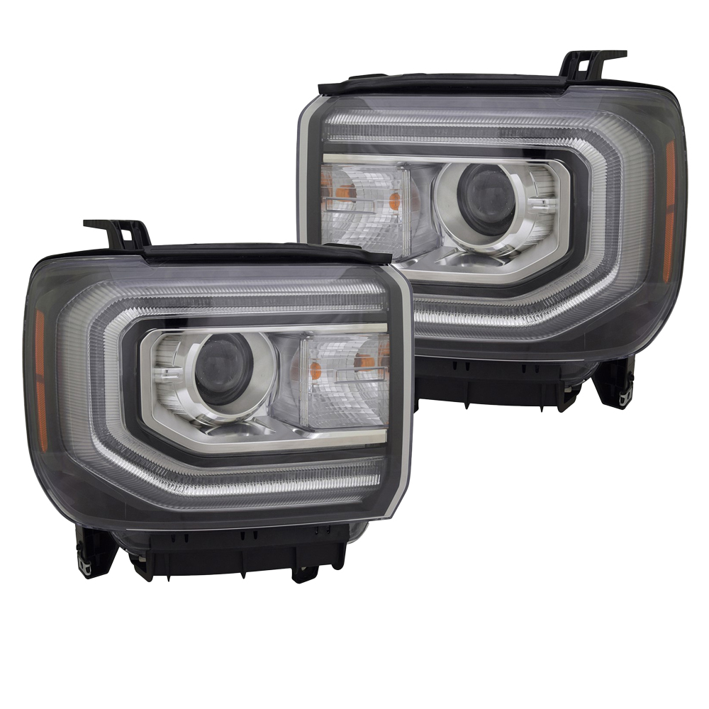 Headlight Set For 16-18 GMC Sierra 1500, 19 GMC Sierra 1500 Limited