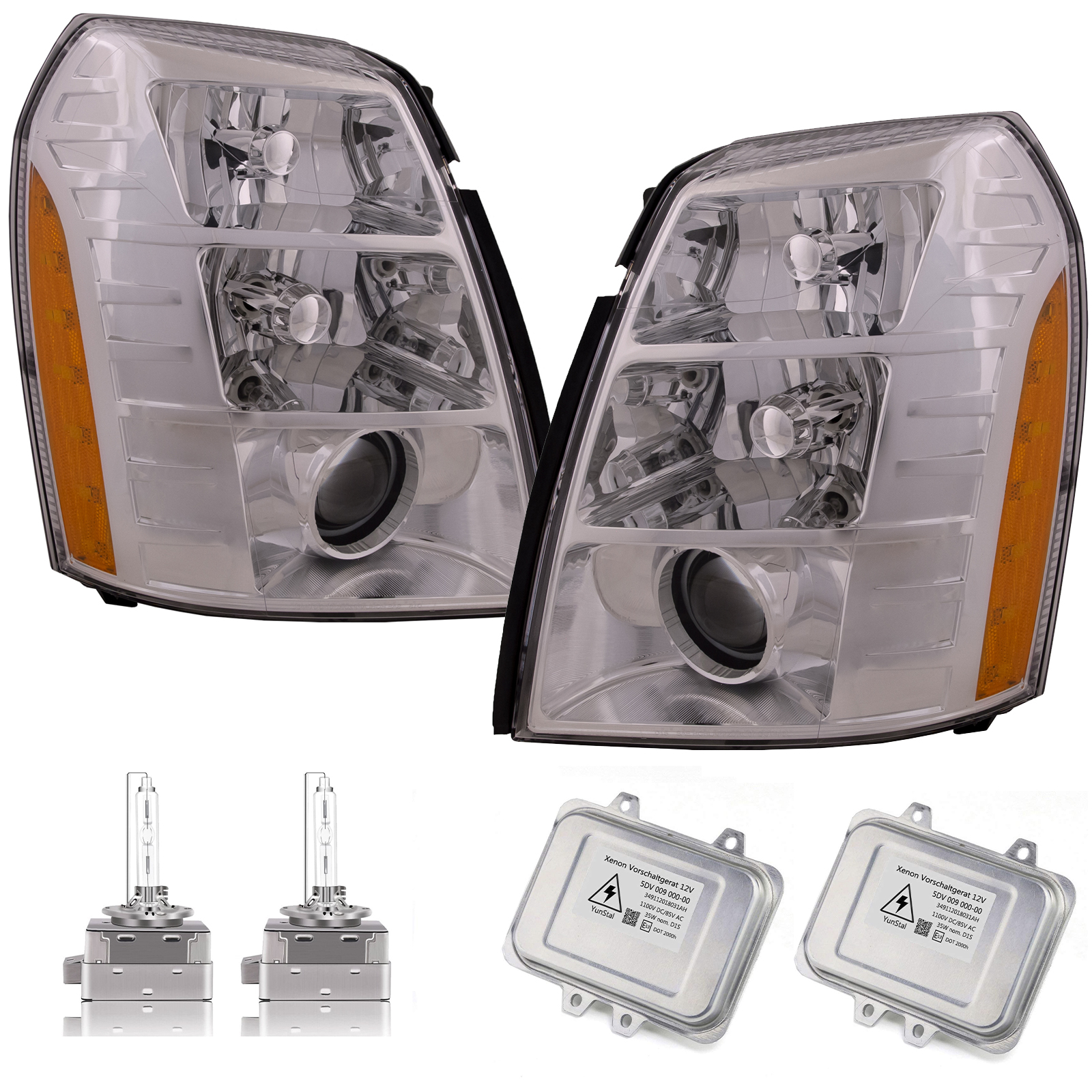 Headlight Set For 07-14 Cadillac Escalade, 07-14 Cadillac Escalade ESV, 07-13 Cadillac Escalade EXT