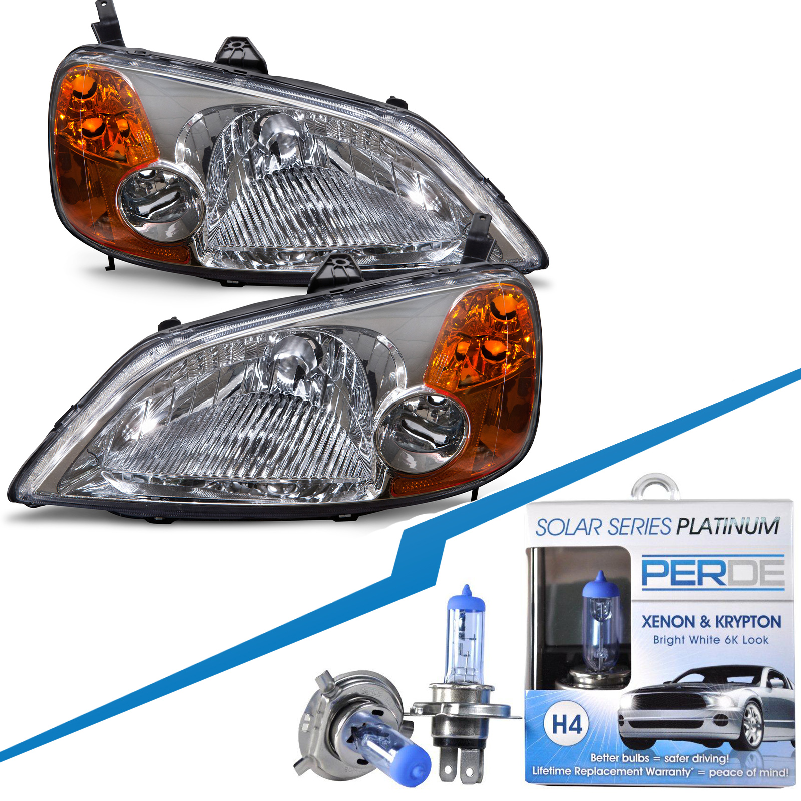 Headlight Set For 01-03 Honda Civic