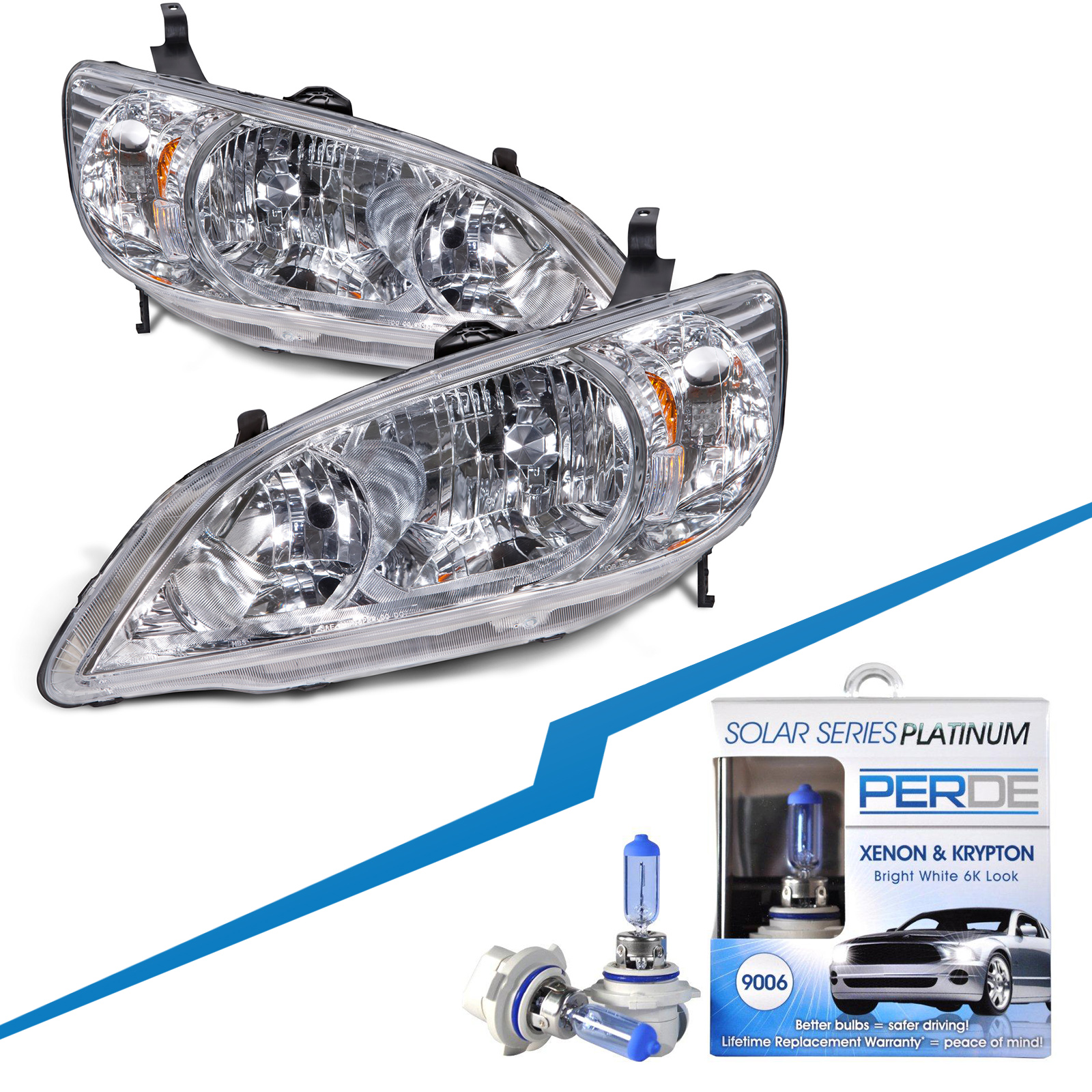 Headlight Set For 04-05 Honda Civic