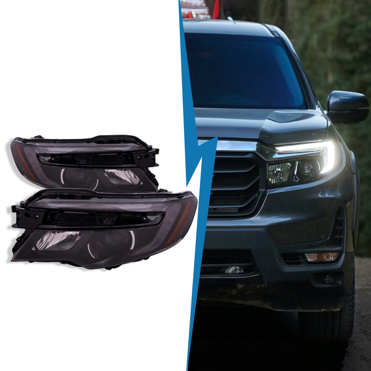 Headlight Set For 19-22 Honda Passport, 16-22 Honda Pilot, 17-20 Honda Ridgeline