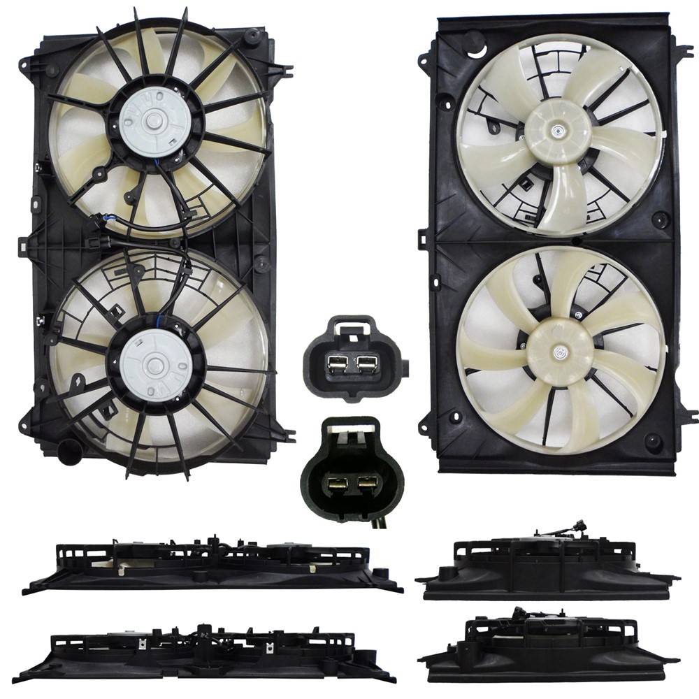 Dual Radiator And Condenser Fan Assembly For 08-11 Lexus GS460