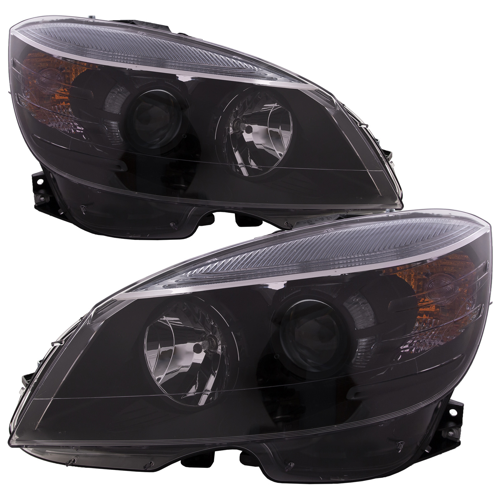 Headlight Set For 08-09 Mercedes-Benz C230, 08-11 Mercedes-Benz C300, 08-11 Mercedes-Benz C350