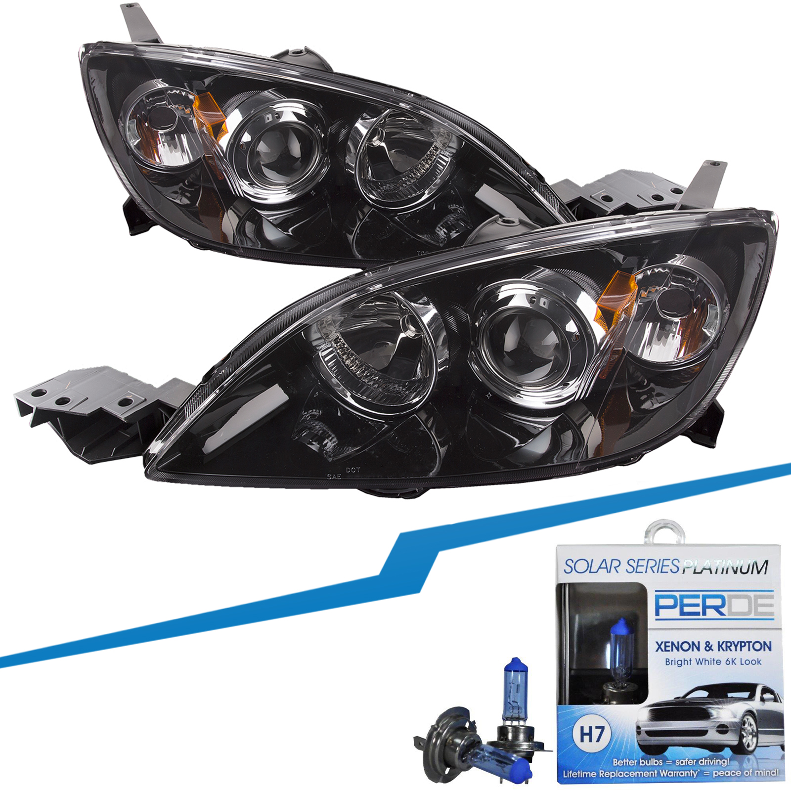 Headlight Set For 07-09 Mazda 3