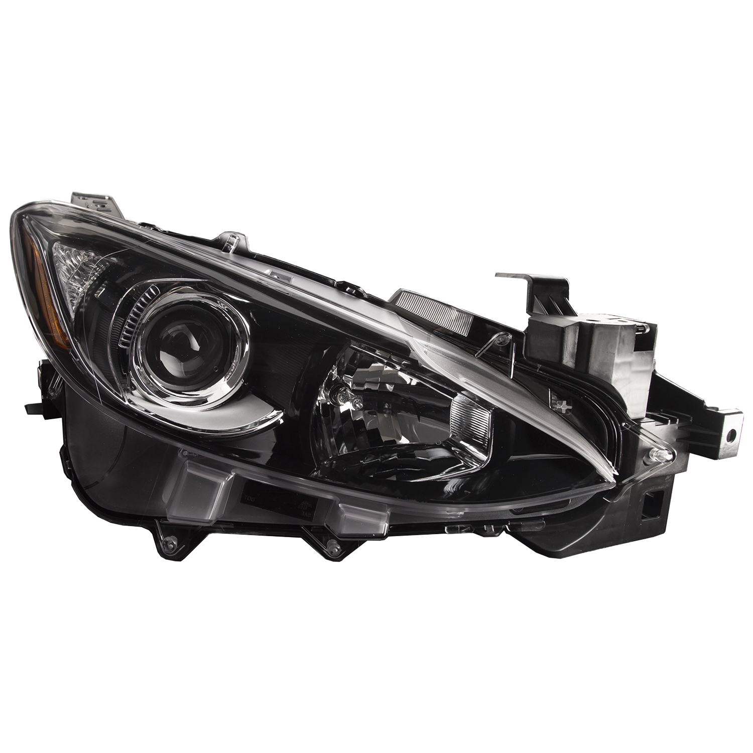 Right Passenger Side Headlight For 14-16 Mazda 3; CAPA Certified