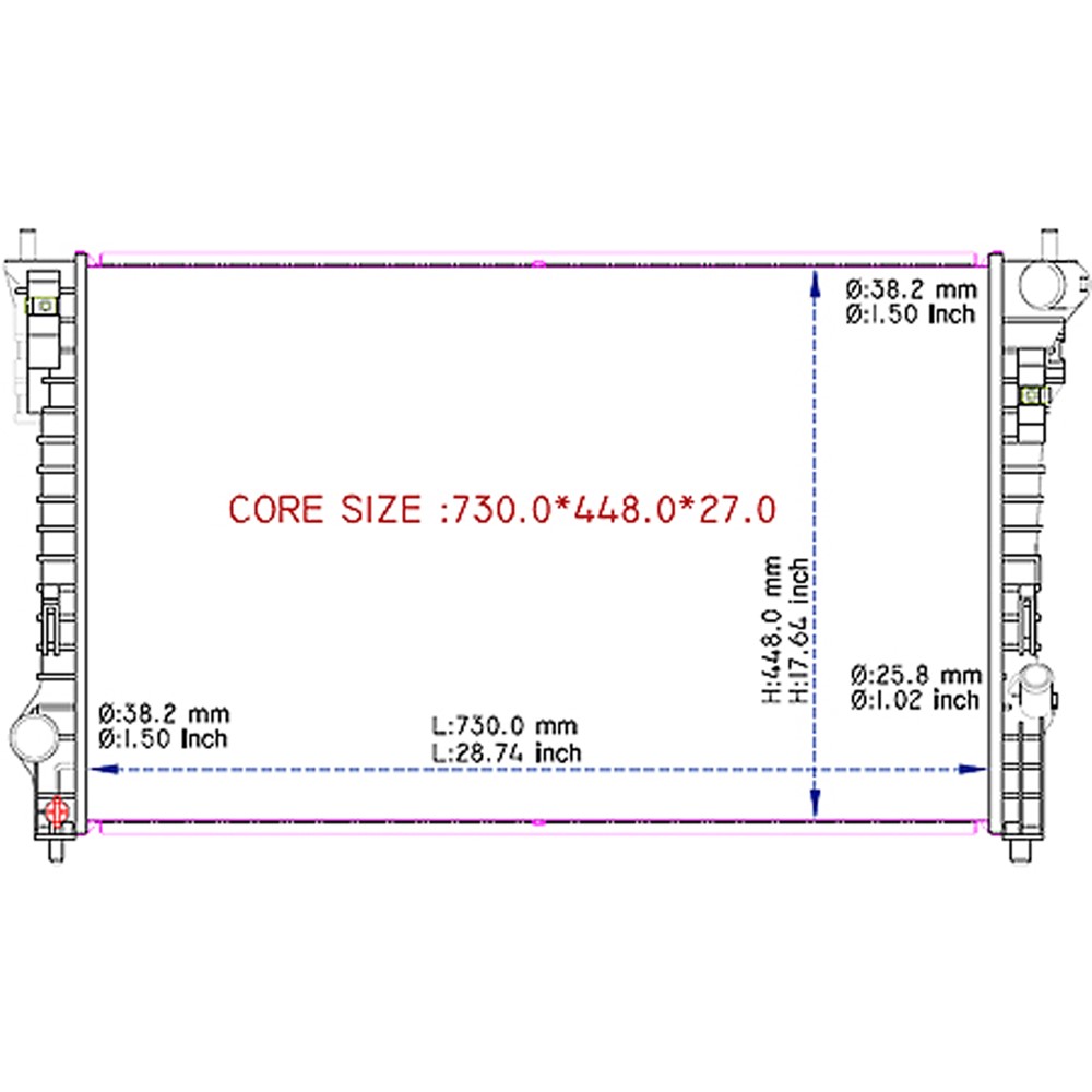Radiator For 10-12 Ford Taurus, 10-12 Lincoln MKS