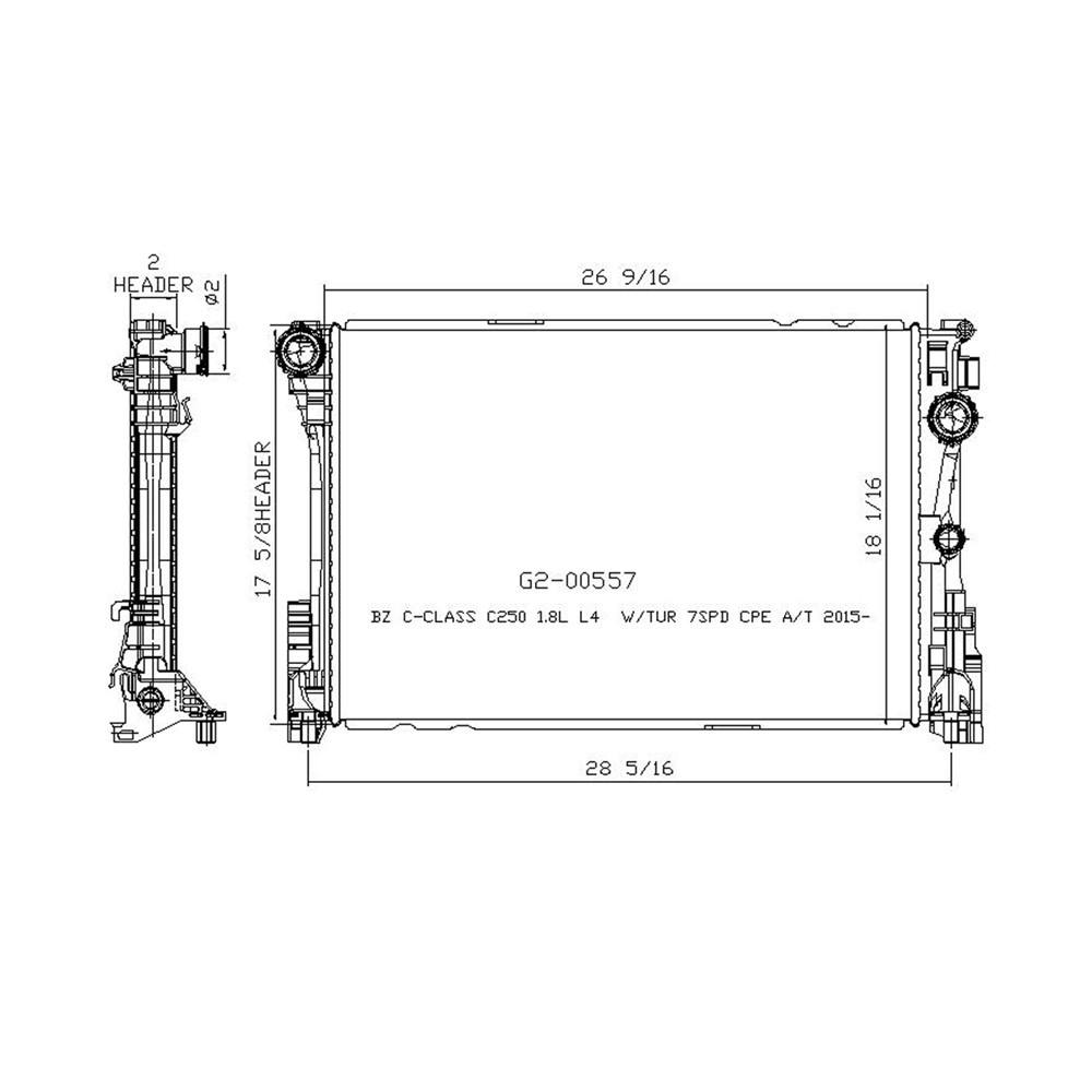 Radiator For 12-15 Mercedes-Benz C250, 12-15 Mercedes-Benz SLK250, 12-16 Mercedes-Benz SLK350
