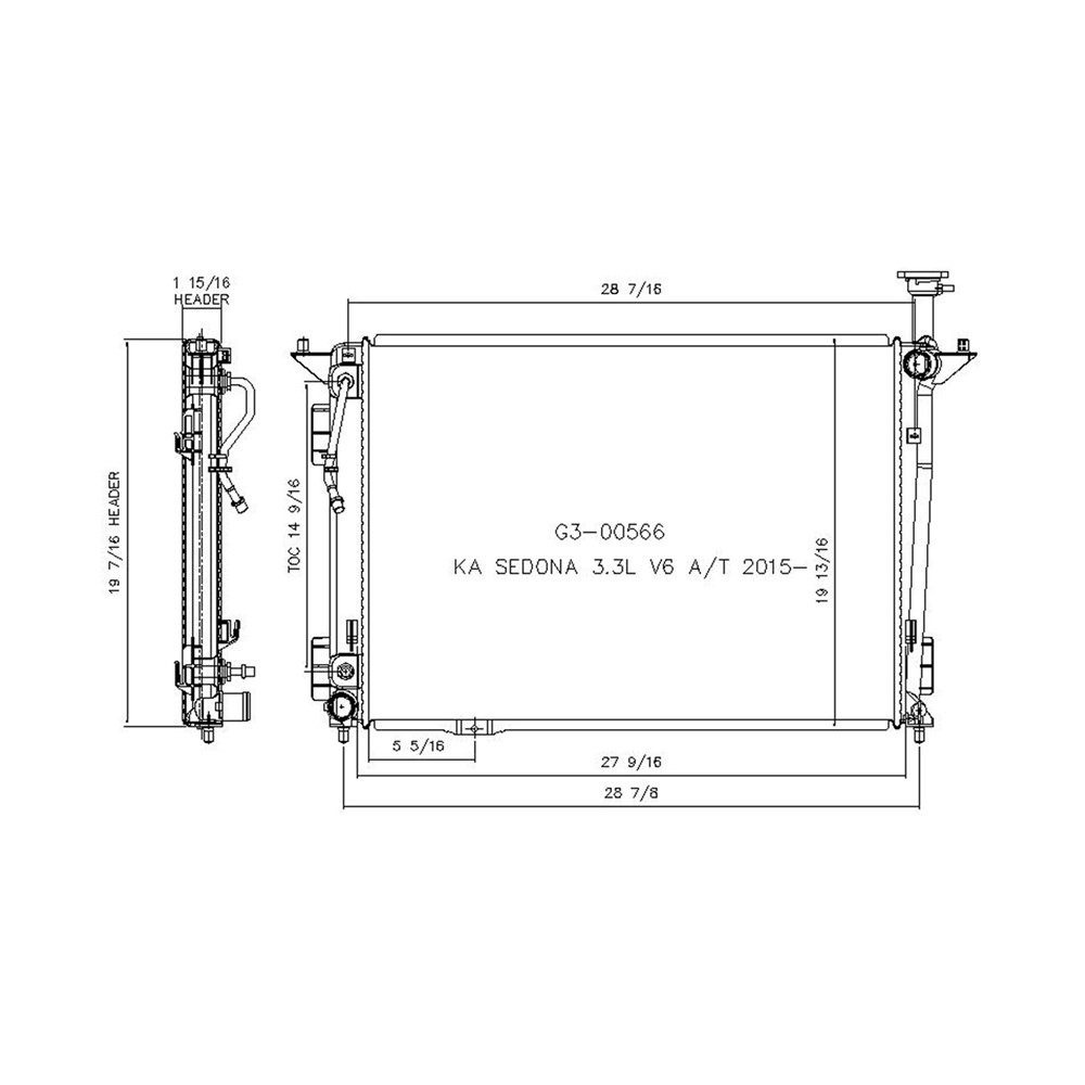 Radiator For 15-21 Kia Sedona