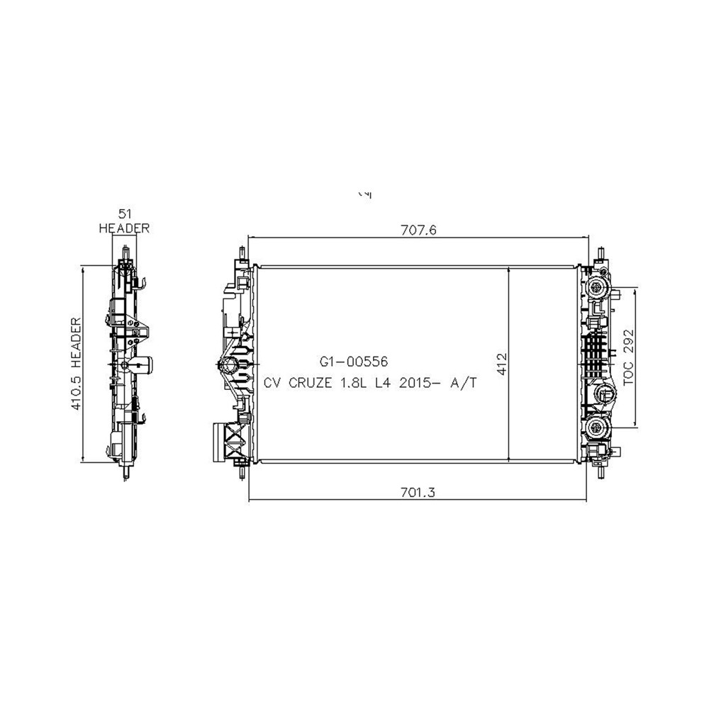 Radiator For 16-19 Buick Cascada, 14-15 Chevrolet Cruze, 16 Chevrolet Cruze Limited