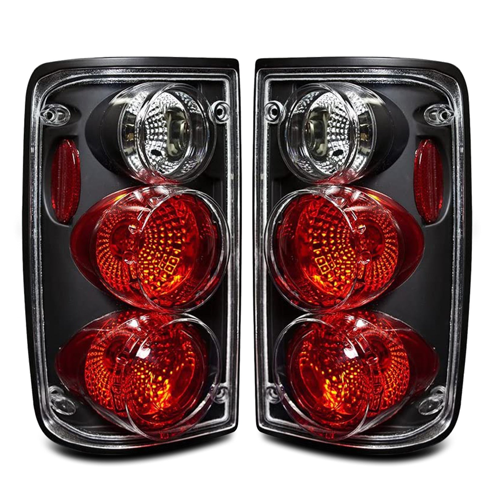 Black Altezza Tail Light Set With Clear Lens For 1989-1995 Toyota Pickup