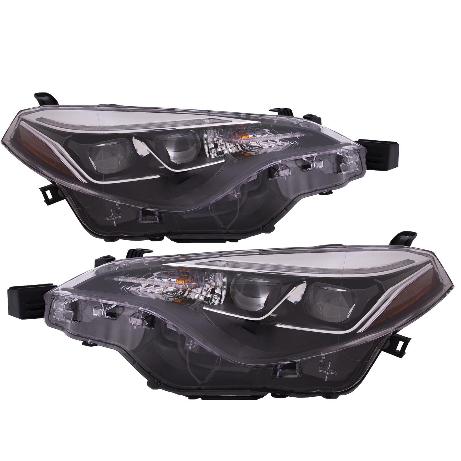 Headlight Set For 17-19 Toyota Corolla; CAPA Certified
