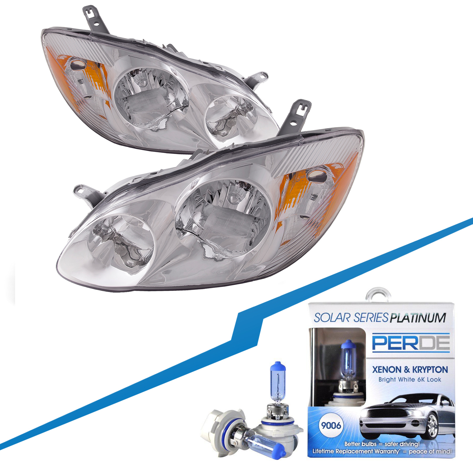 Headlight Set For 03-04 Toyota Corolla