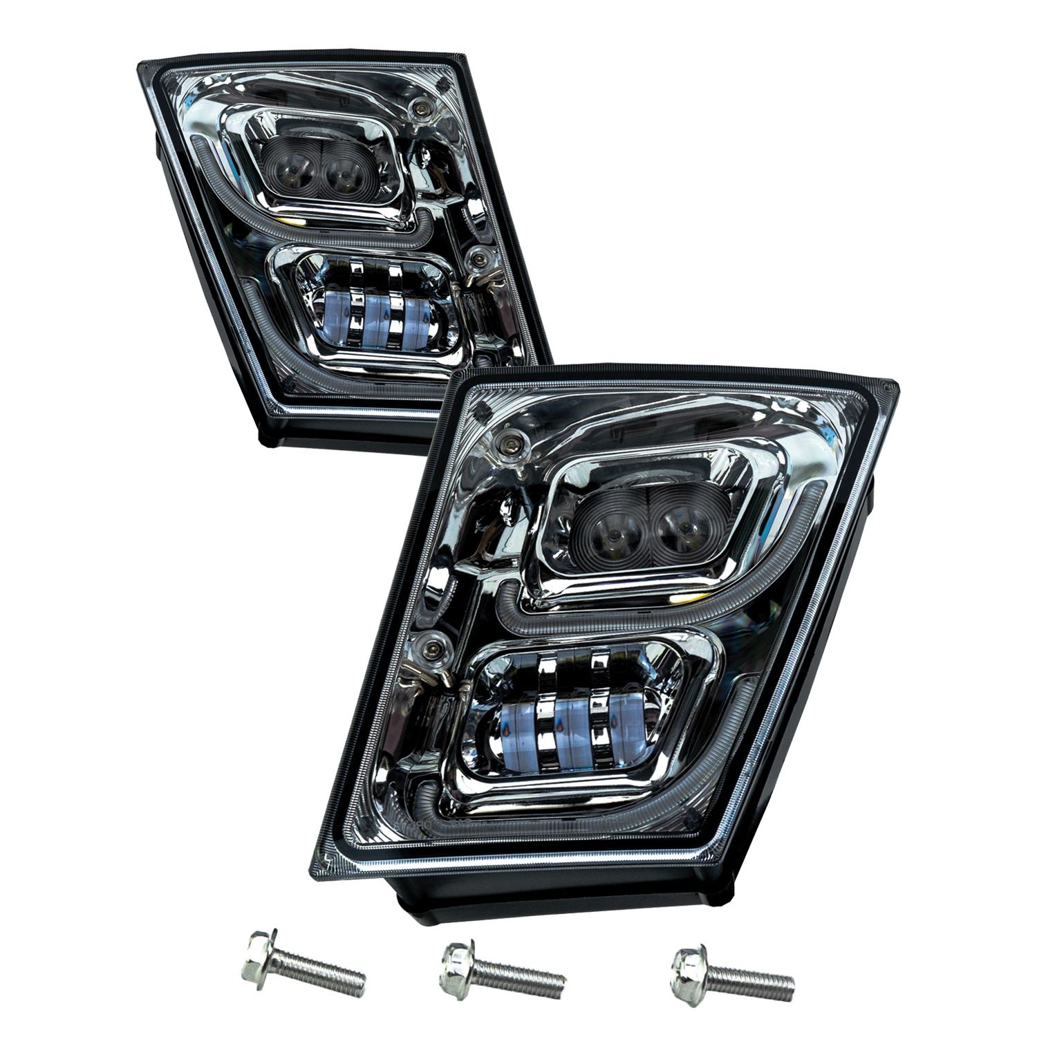 Brilliant Series Volvo VNL LED Fog Light Chrome Pair 2003-2018 Vivid Lumen