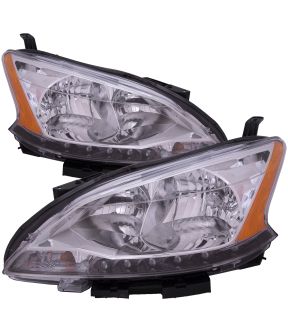 Headlight Set For 13-15 Nissan Sentra; CAPA Certified