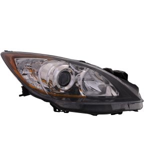 Right Passenger Side Headlight For 10-13 Mazda 3; CAPA Certified