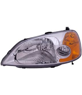 Left Driver Side Headlight For 01-03 Honda Civic; CAPA Certified
