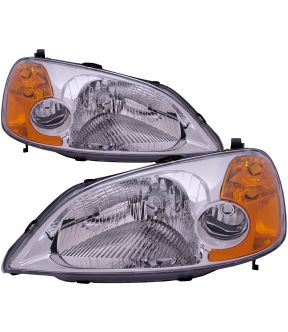 Headlight Set For 01-03 Honda Civic; CAPA Certified