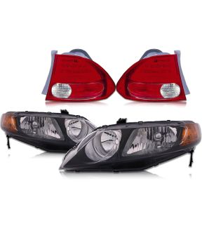 Headlight Set For 06-08 Honda Civic; CAPA Certified